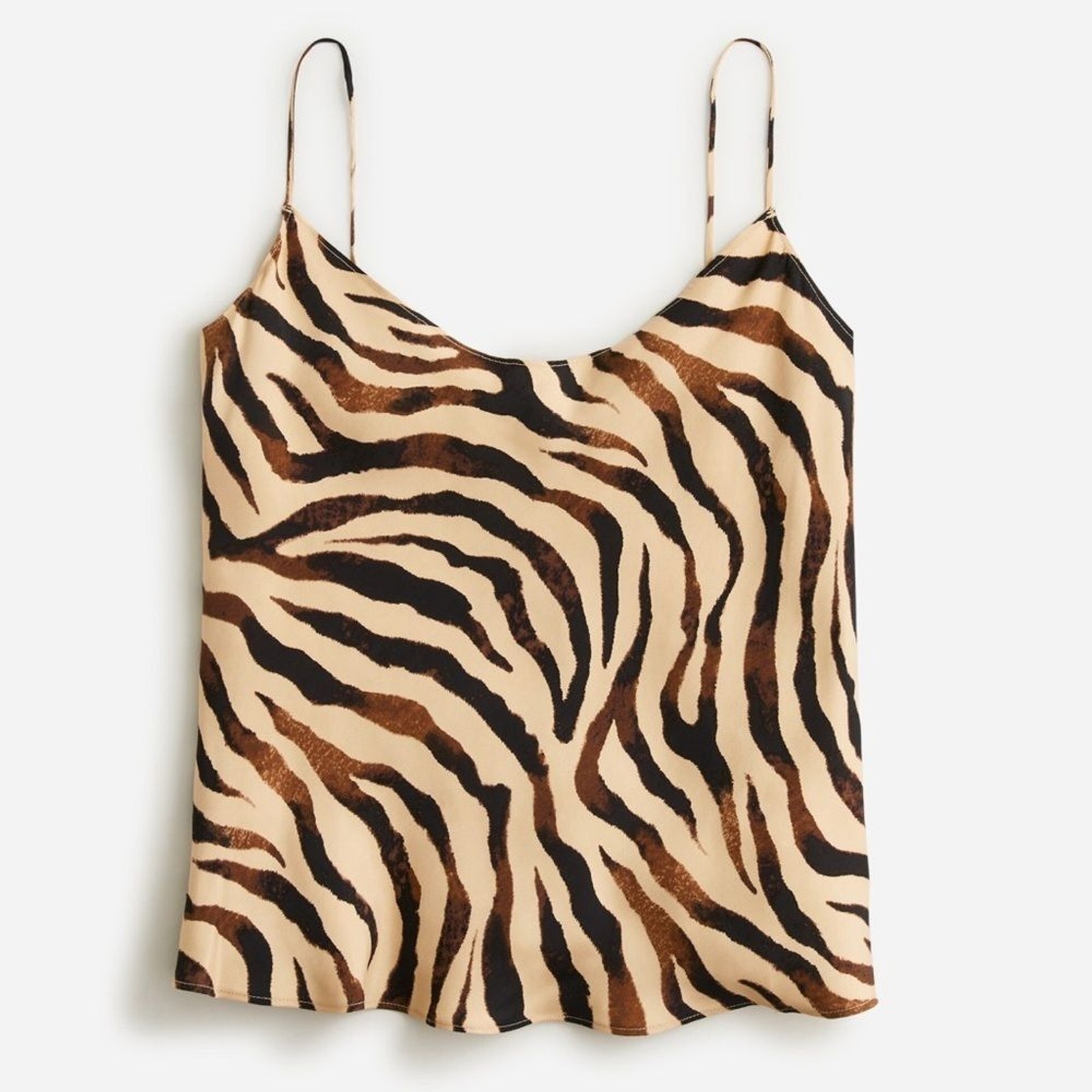 NWOT J. Crew V-neck Cupro-blend adjustable cami top in zebra stripe Size M