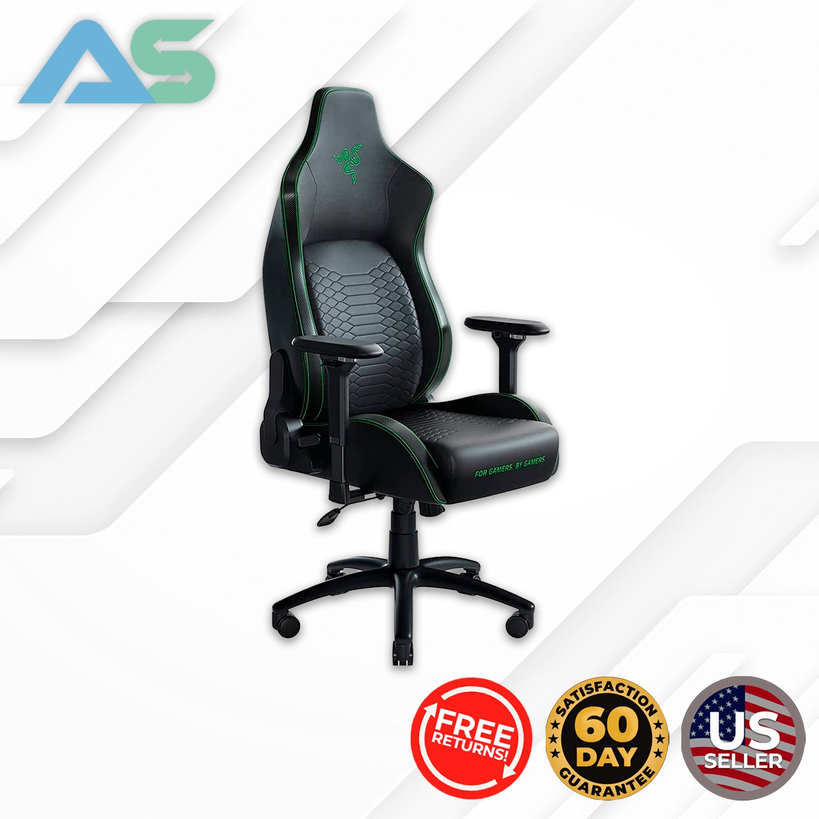 Razer Iskur Leather Ergonmic Lumbar Support System Gaming Chair | Black / Green
