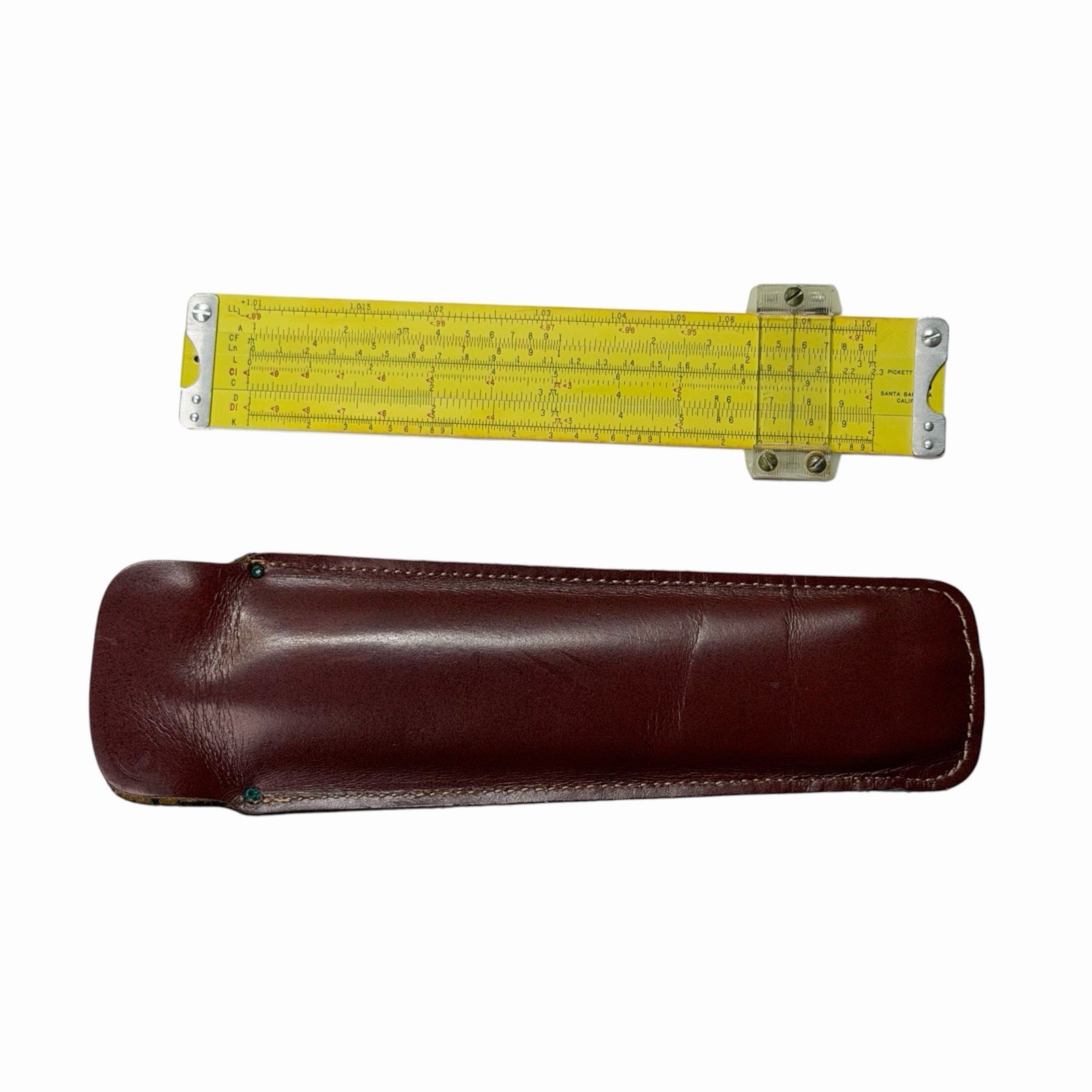 Vintage Pickett N600-ES Slide Rule Log Log Synchro-Scale, Leather Case USA Vintage Pickett N600-ES Slide Rule Log Log Synchro-Scale, Leather Case USA
