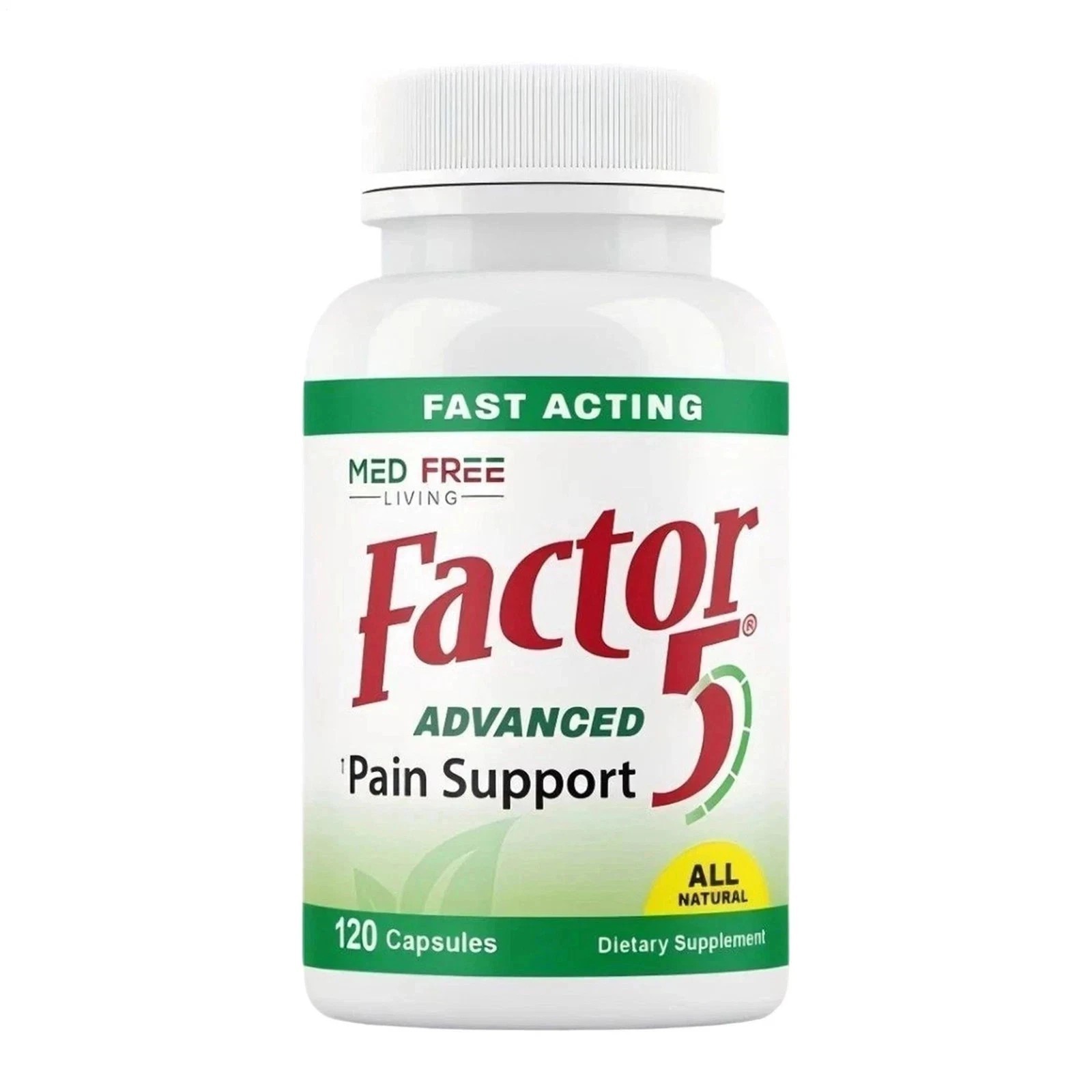 1-5pack Med Free Living Factor 5 Organic Joint & Muscle Support Complex 120 Caps