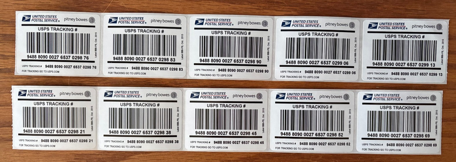 200 Pitney Bowes Label 888 Tracking Number stickers for USPS packages NEW