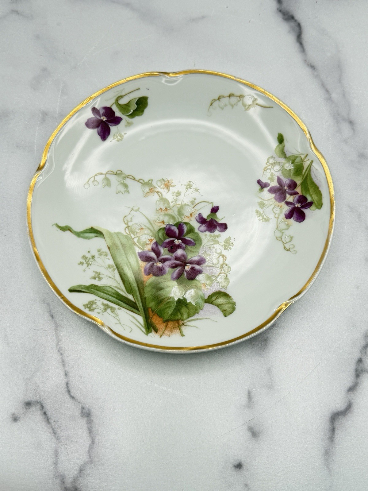 Antique J&C Louise Bavaria porcelain display plate featuring pink, white and yel