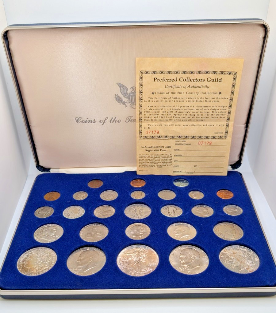 Silver Coins of The 20th Century By The American Historic Society w/ Box