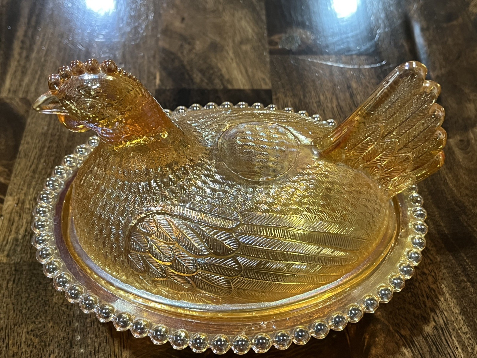 *RARE* Authentic Antique MARIGOLD Indiana Hen On Nest Glass Chicken Clear Bottom *RARE* Authentic Antique MARIGOLD Indiana Hen On Nest Glass Chicken Clear Bottom