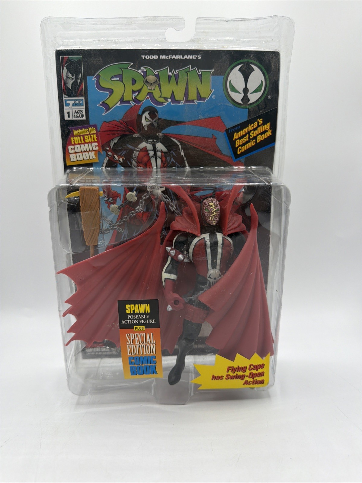 Todd McFarlane\'s Spawn Flying Cape Ultra-Action Figure 1994 w Comic Book Box New