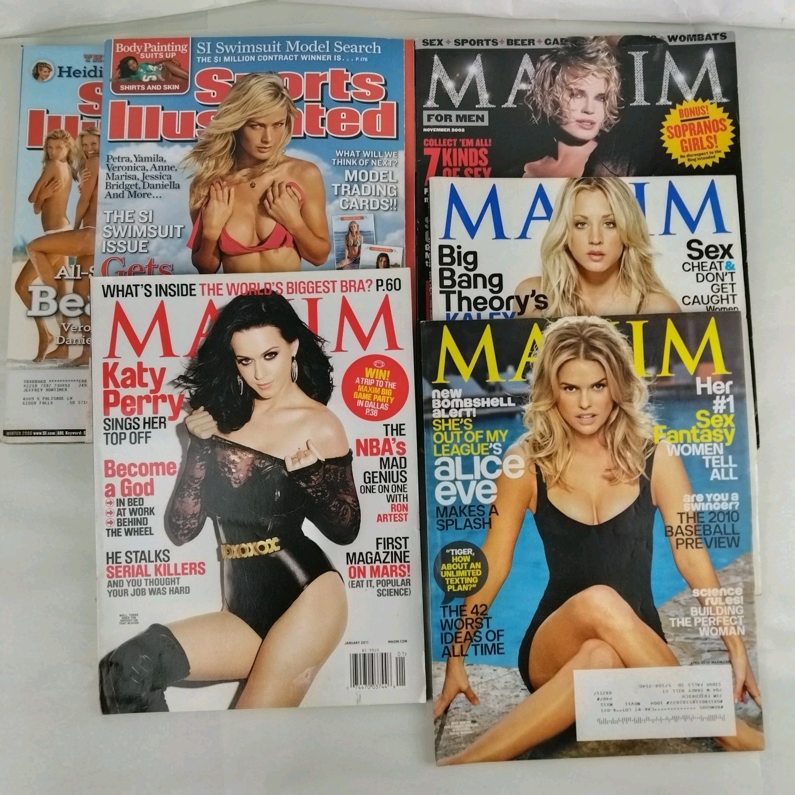 MAXIM Magazine Sports Illustrated Lot 6 Katy Perry Cuoco Klum Centerfold Y2K Mix MAXIM Magazine Sports Illustrated Lot 6 Katy Perry Cuoco Klum Centerfold Y2K Mix