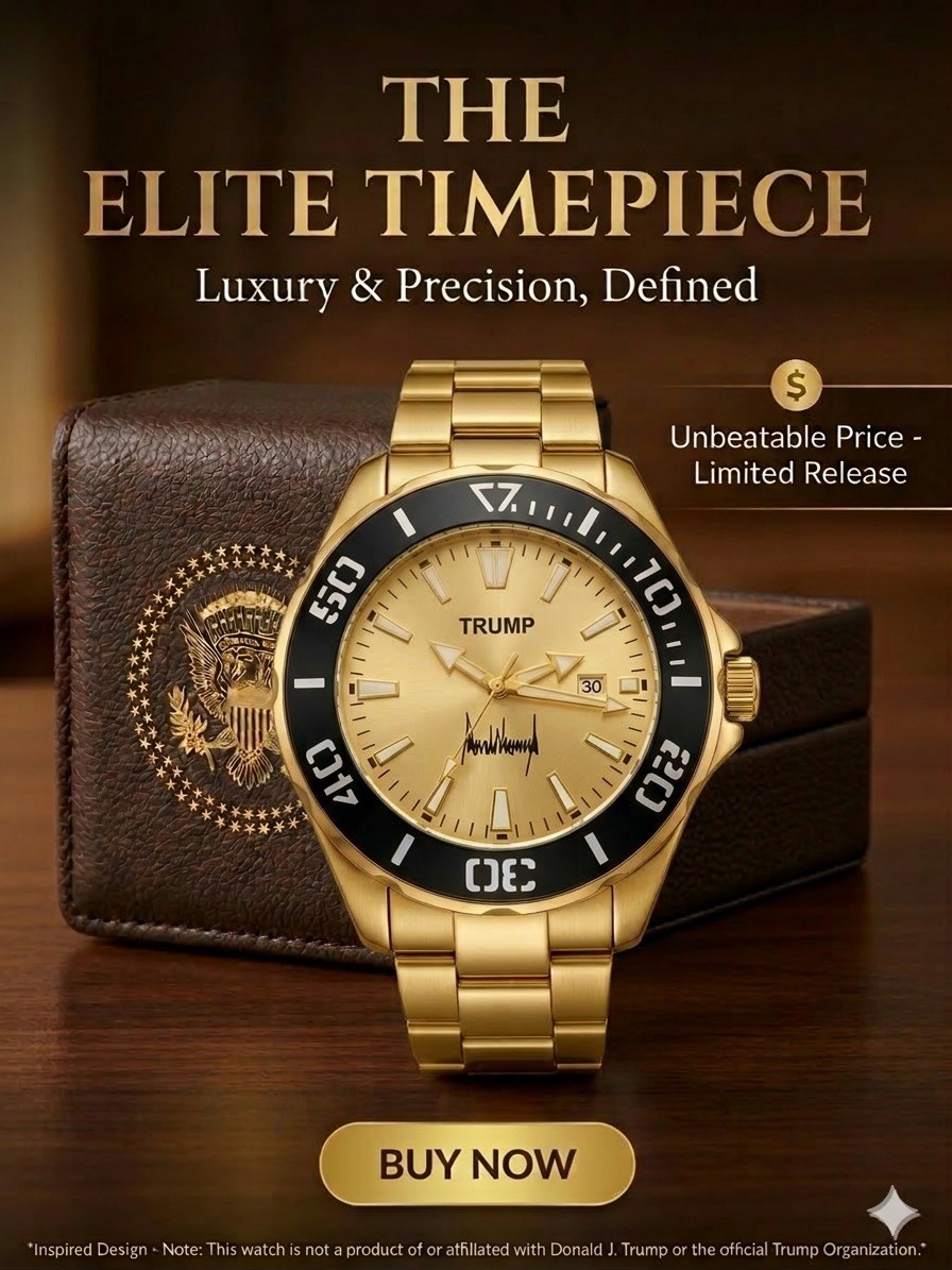 Donald Trump Signature Watch - Gold-Black Dial, Gold Tone, Date Window.