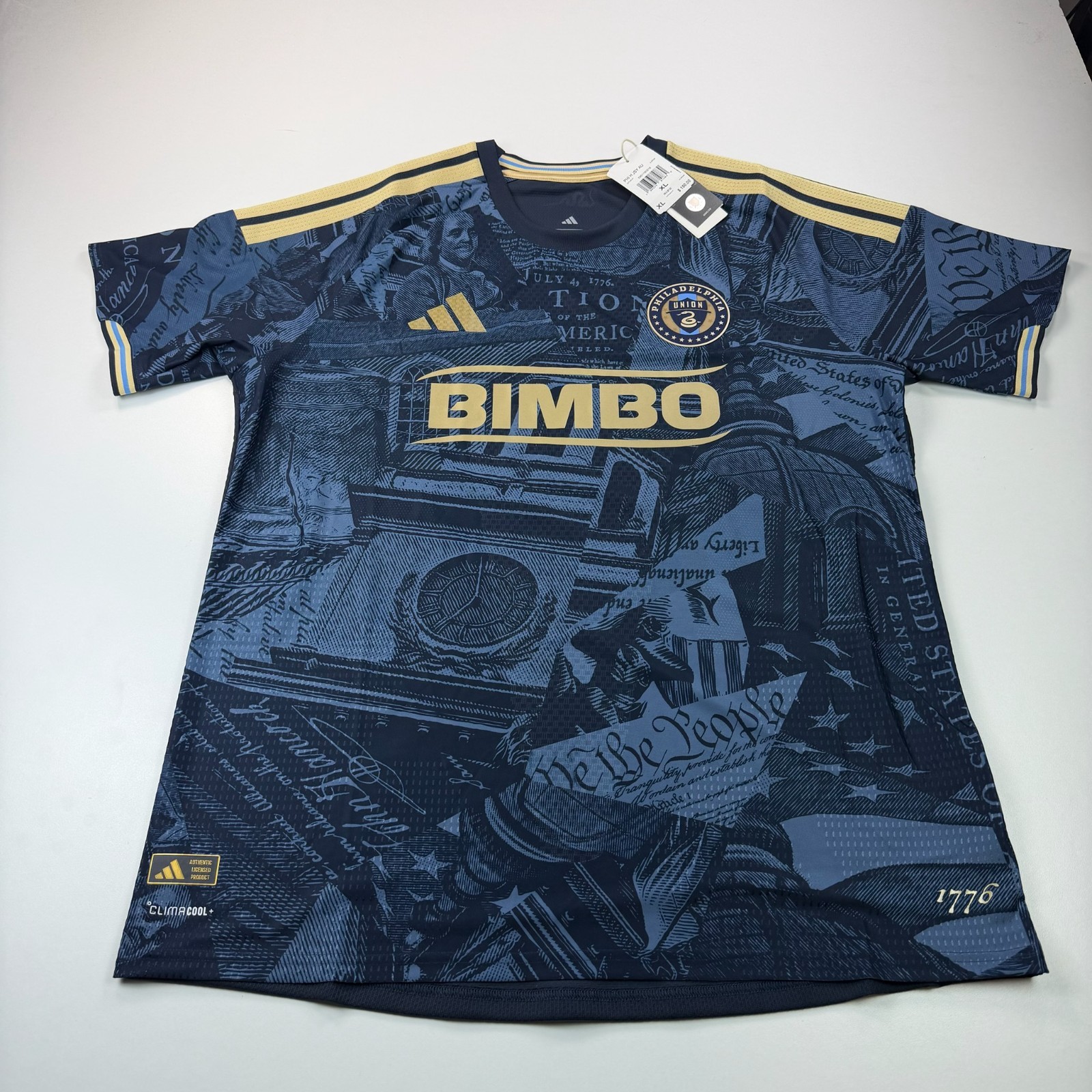 NEW Adidas Philadelphia Union Soccer Jersey Mens XL Slim Fit Blue Stretch MLS