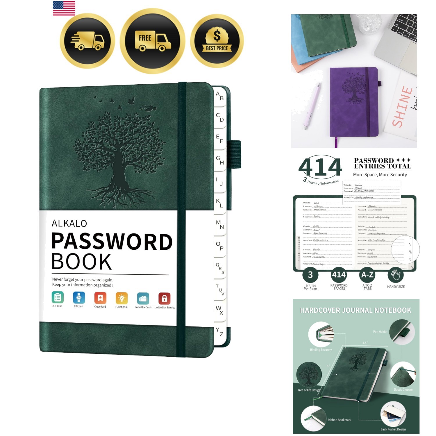 Password Book with Alphabetical Tabs, 4.5\ Password Book with Alphabetical Tabs, 4.5\