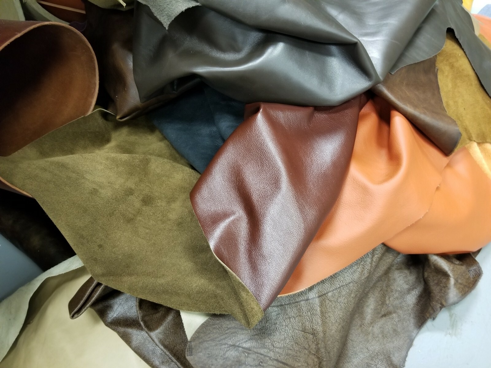 8 lb Bulk Scrap Leather Trimmings, Cowhide Remnants, Premium Leather