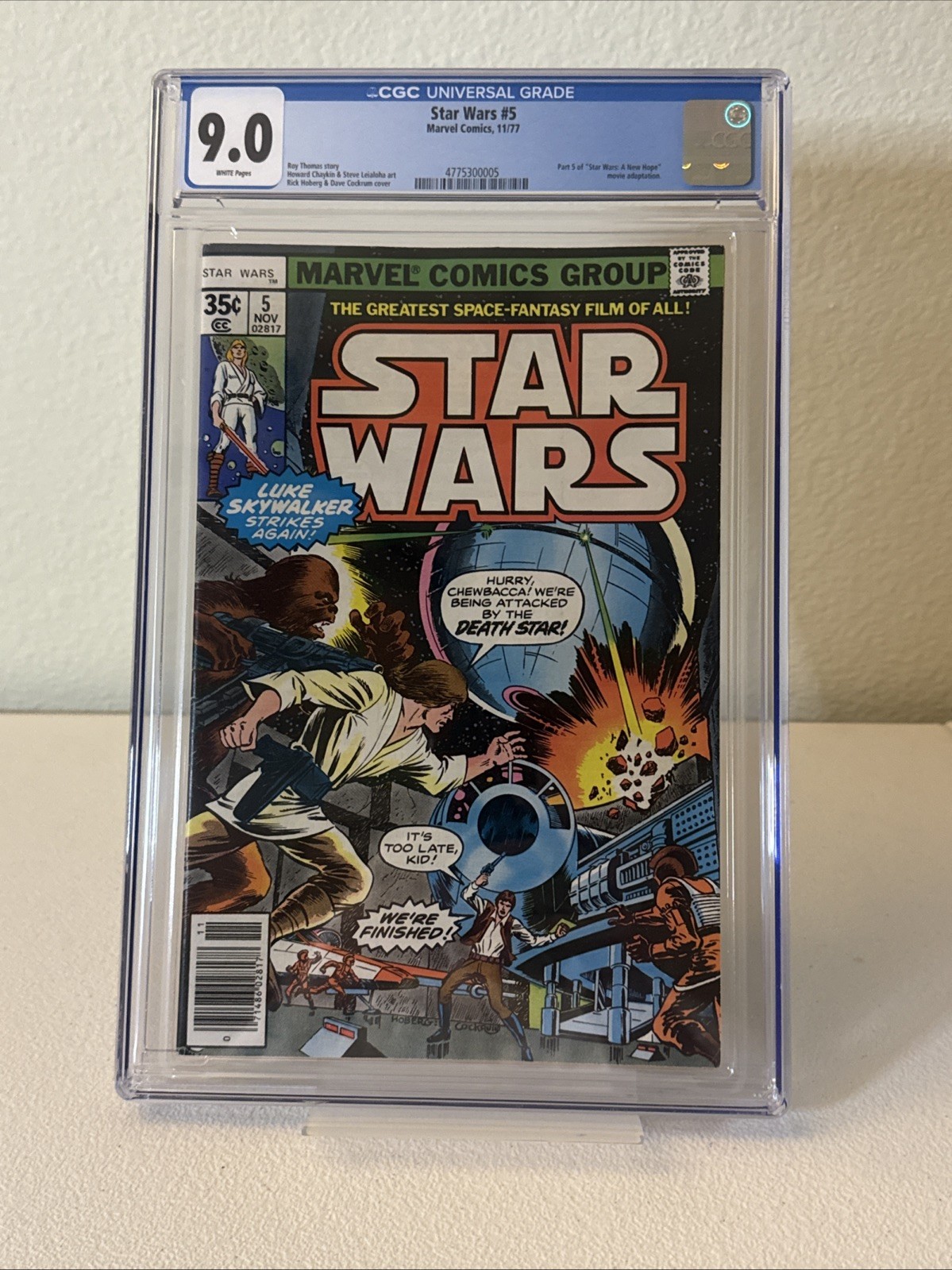 1977 Star Wars #5 Marvel Comics - white pages. newsstand. CGC 9.0