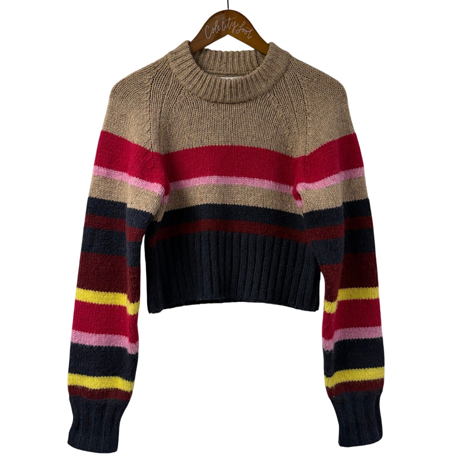 Current Elliott Moonshine Sweater Striped Crop Boxy 0 Pullover Colorblock Current Elliott Moonshine Sweater Striped Crop Boxy 0 Pullover Colorblock