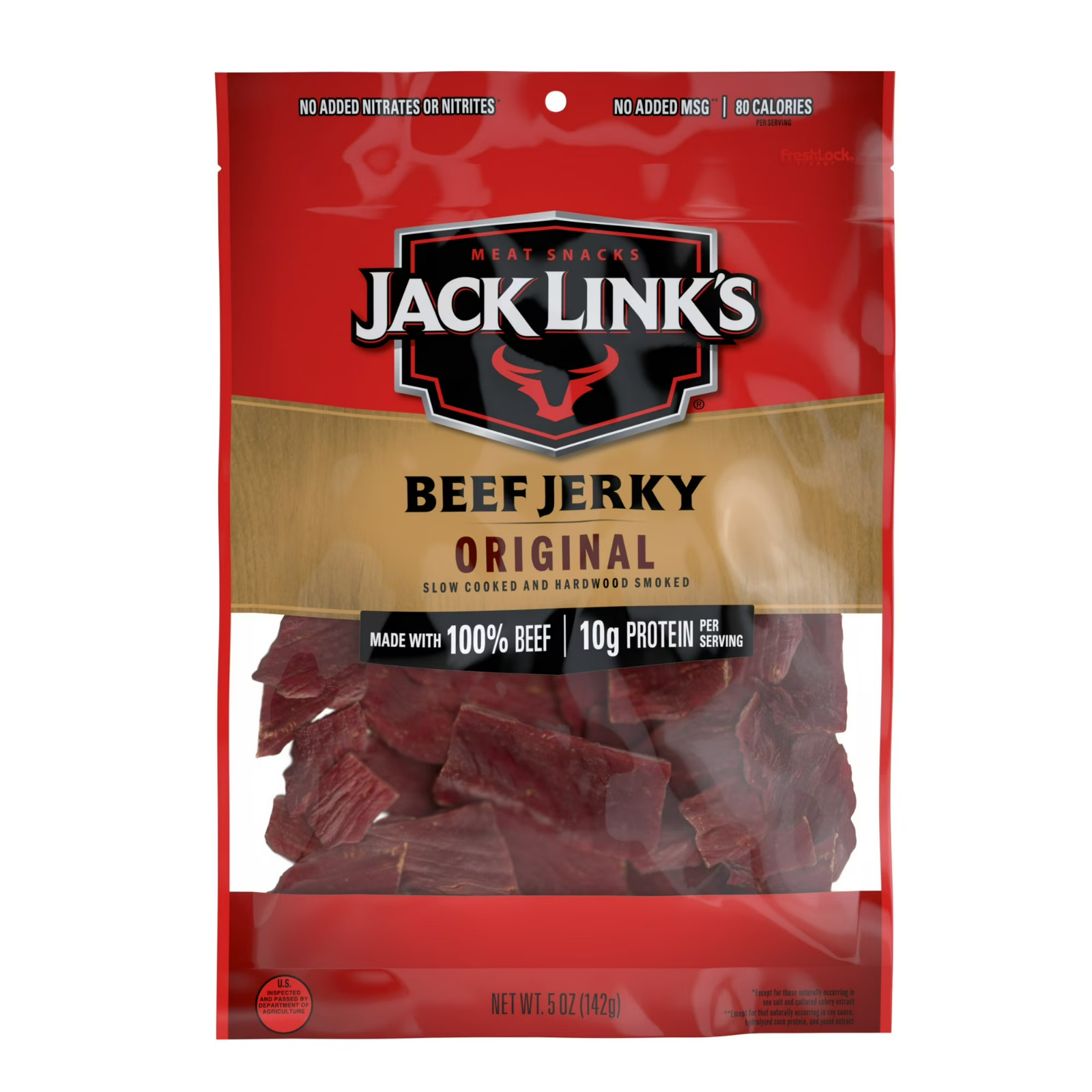 Jack Link’s Beef Jerky, Original, Made with 100% Beef, 10g of Protein per Servin