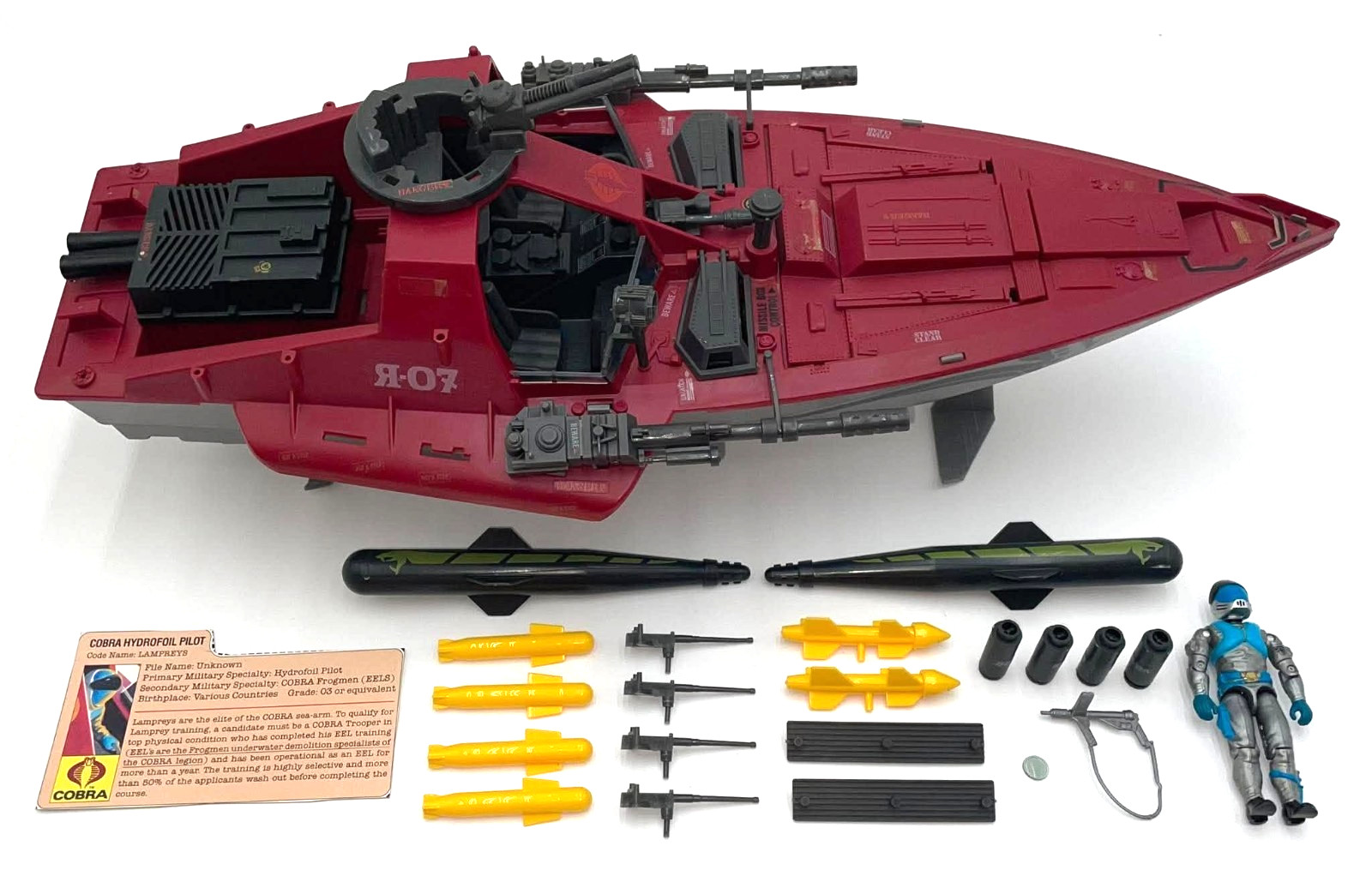 Vintage 1985 GI JOE Cobra Moray Hydrofoil & Lampreys v1 100% Complete with Lens