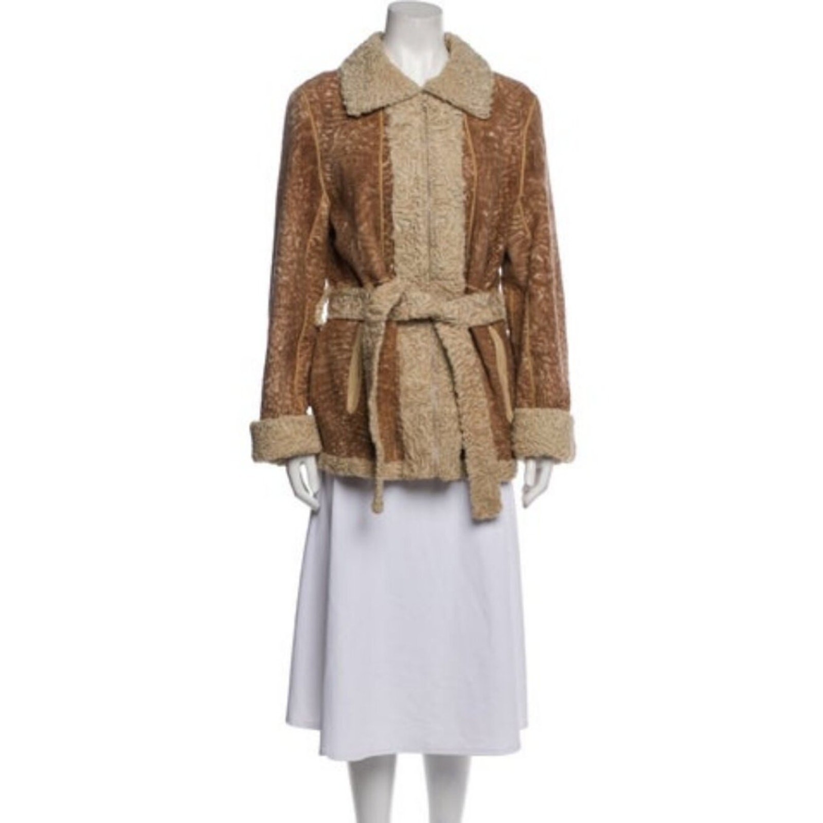 Dicker & Dicker Furs Printed Trench Coat Neutrals S
