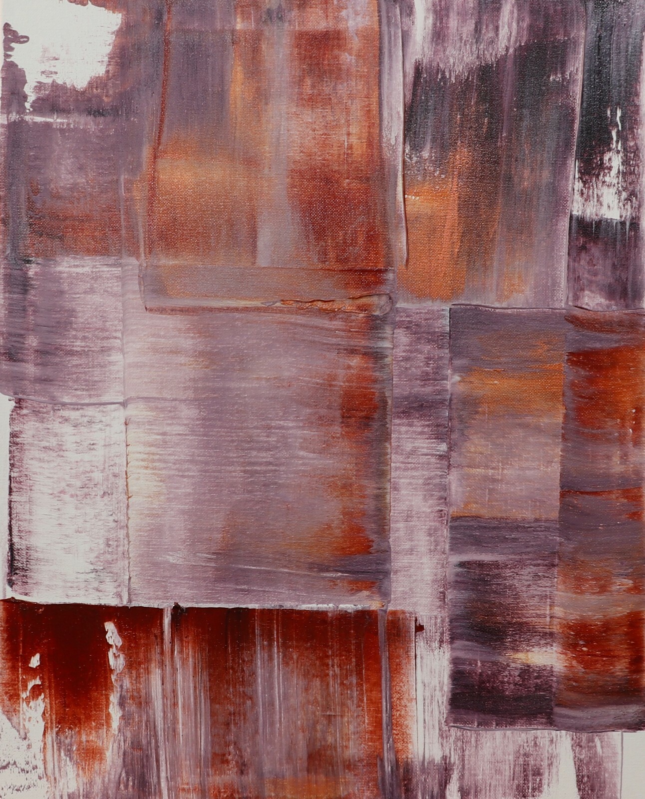 ShawNshawN Abstract Original Painting - 16x20 Medium Brown Copper Purple  Art