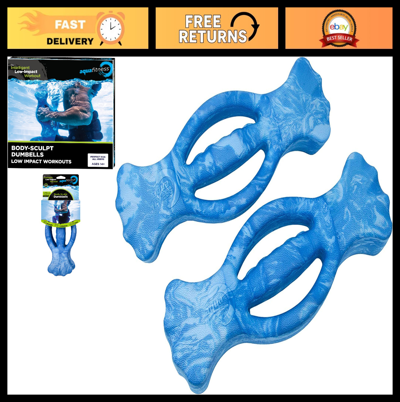 Water Fitness Dumbbells - Aqua Exercise Equipment for Aerobics & Resistance Trai Water Fitness Dumbbells - Aqua Exercise Equipment for Aerobics & Resistance Trai