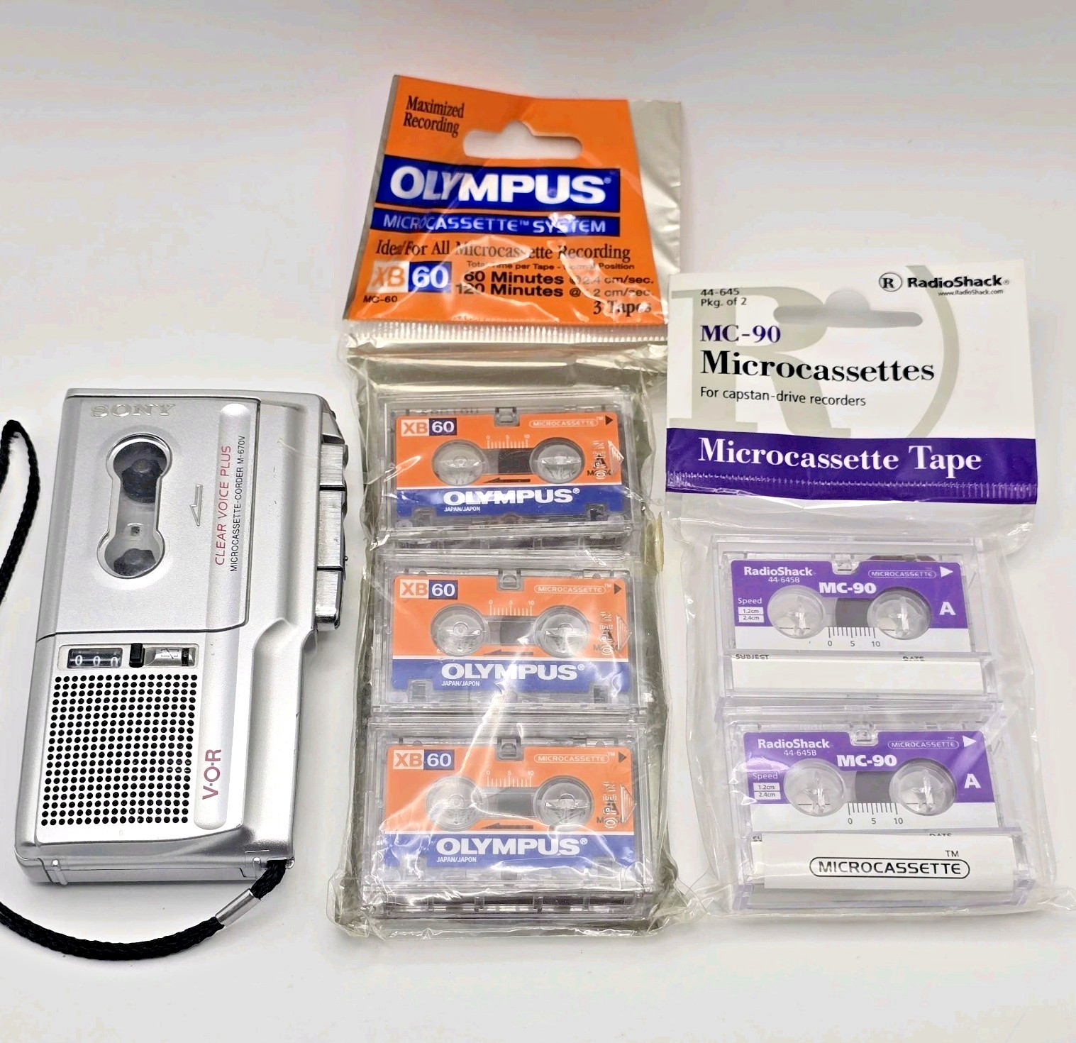 Vtg Sony M-670V Microcassette Clear Voice Plus VOR Slim 2 Speed Recorder Tested