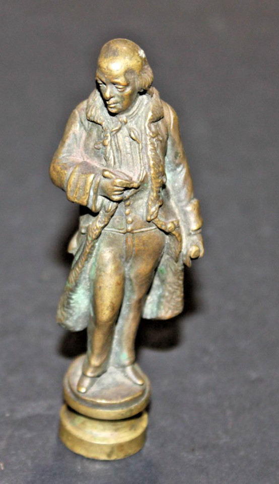 Antique Bronze Wax Seal Figurine Thomas Jefferson Monogrammed Stamp, 3.5\