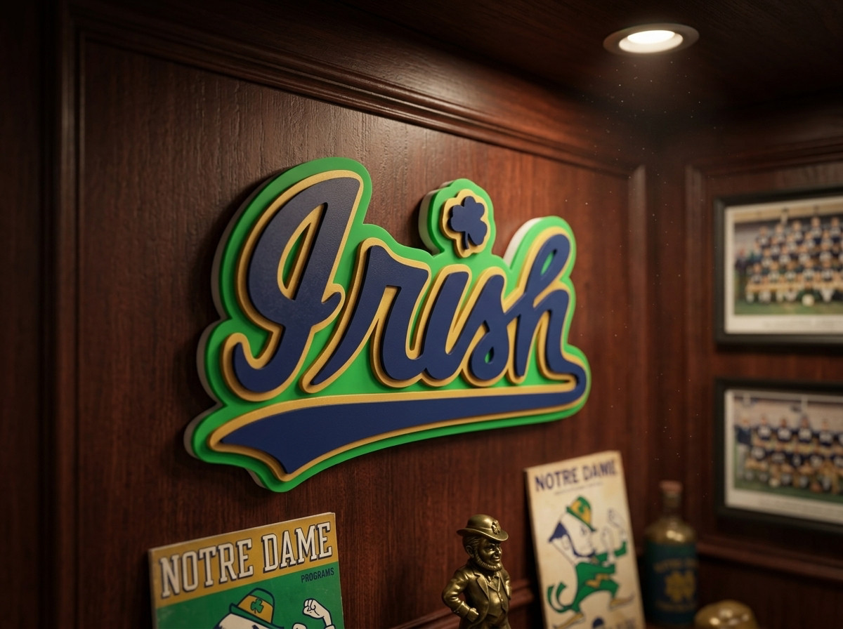 Notre Dame Fighting Irish Inspired 3D Wall Desk Shelf Man Cave Sign