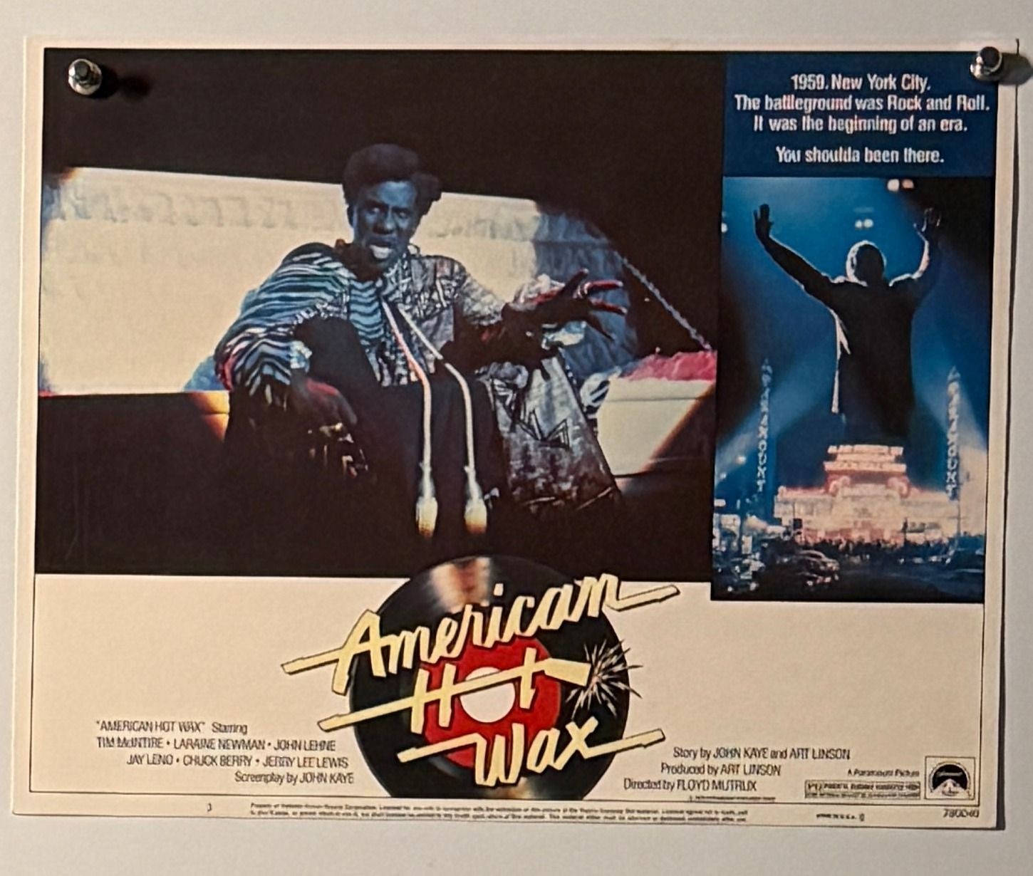 American Hot Wax 1978 Original Lobby Card Tim McIntire Fran Drescher Jay Leno American Hot Wax 1978 Original Lobby Card Tim McIntire Fran Drescher Jay Leno