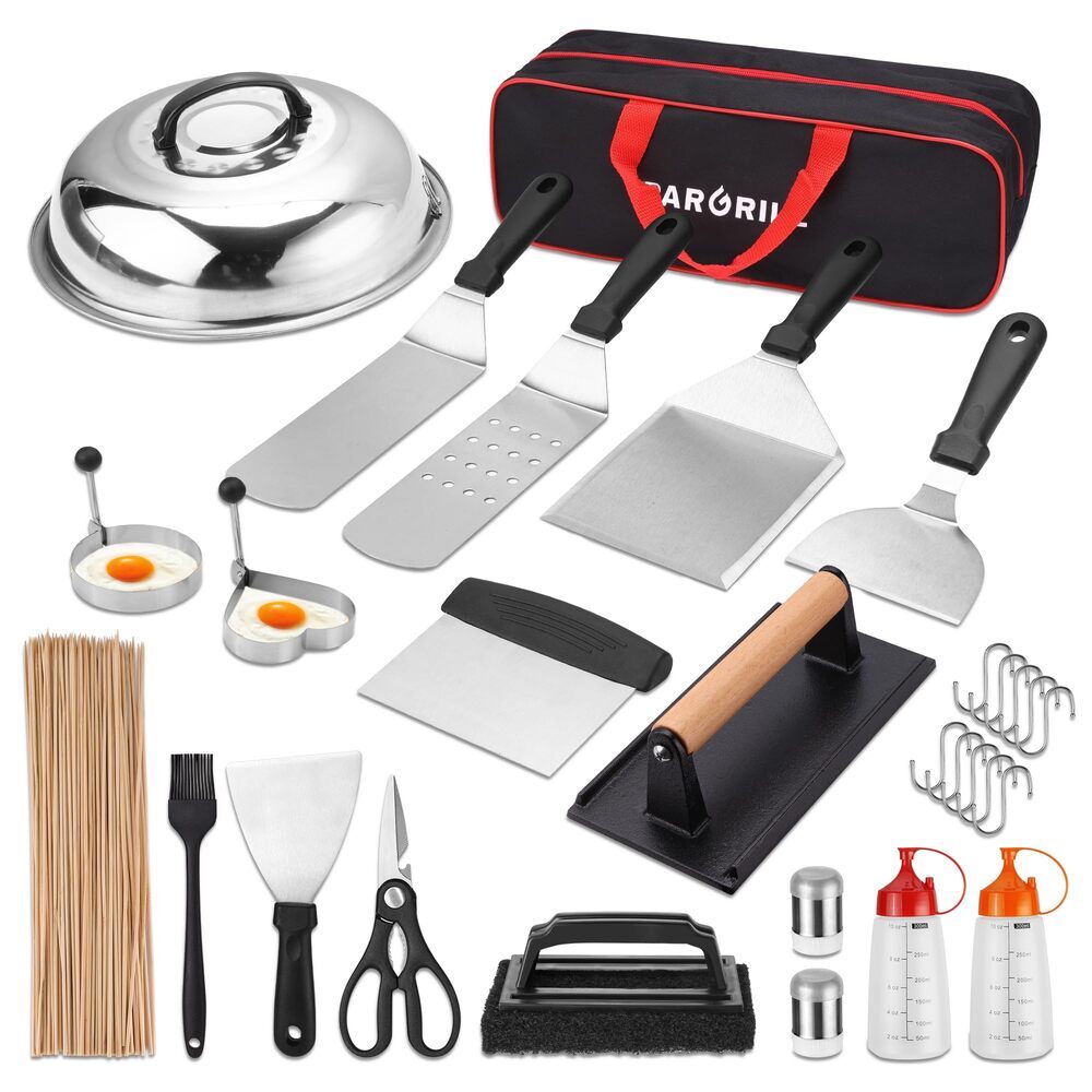 PARGRILL 128PC Griddle Accessories Kit Flat Top Grill Accessory Set Grilling Set