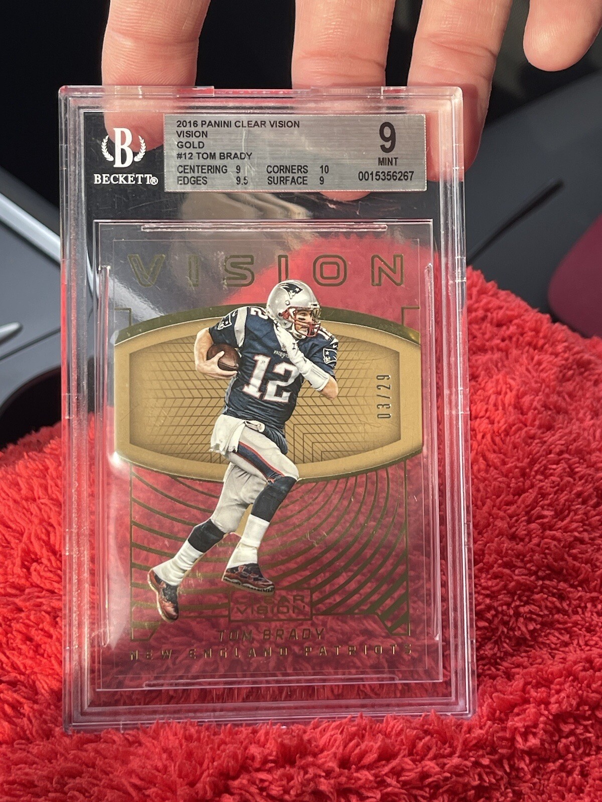 2016 Panini Clear Vision Gold Tom Brady 3/29 BGS 9 New England Patriots - RARE