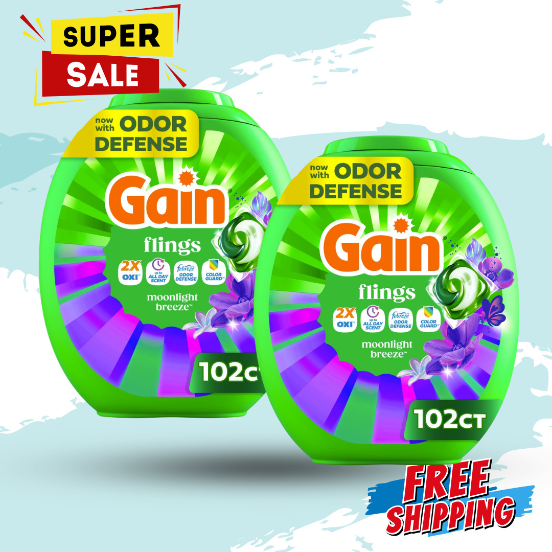 [FASH SALE] Gain Flings Laundry Detergent Pacs Moonlight Breeze 102 Ct 2 Pack