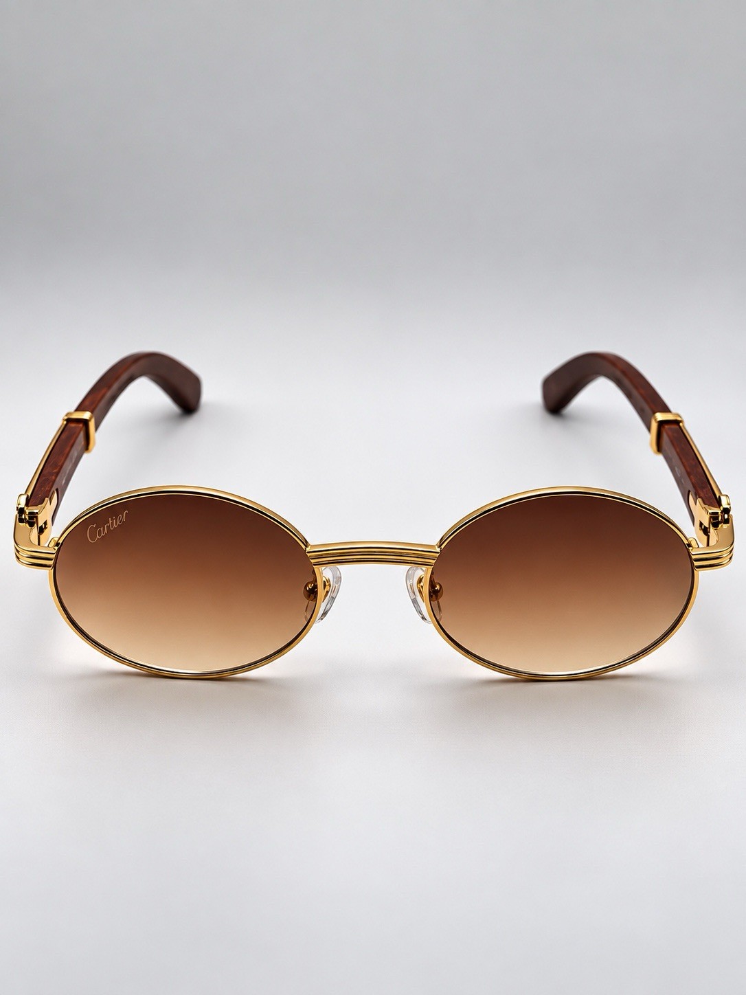 Cartier Première De Cartier Vintage Sunglasses Gold Frame Wood Temples