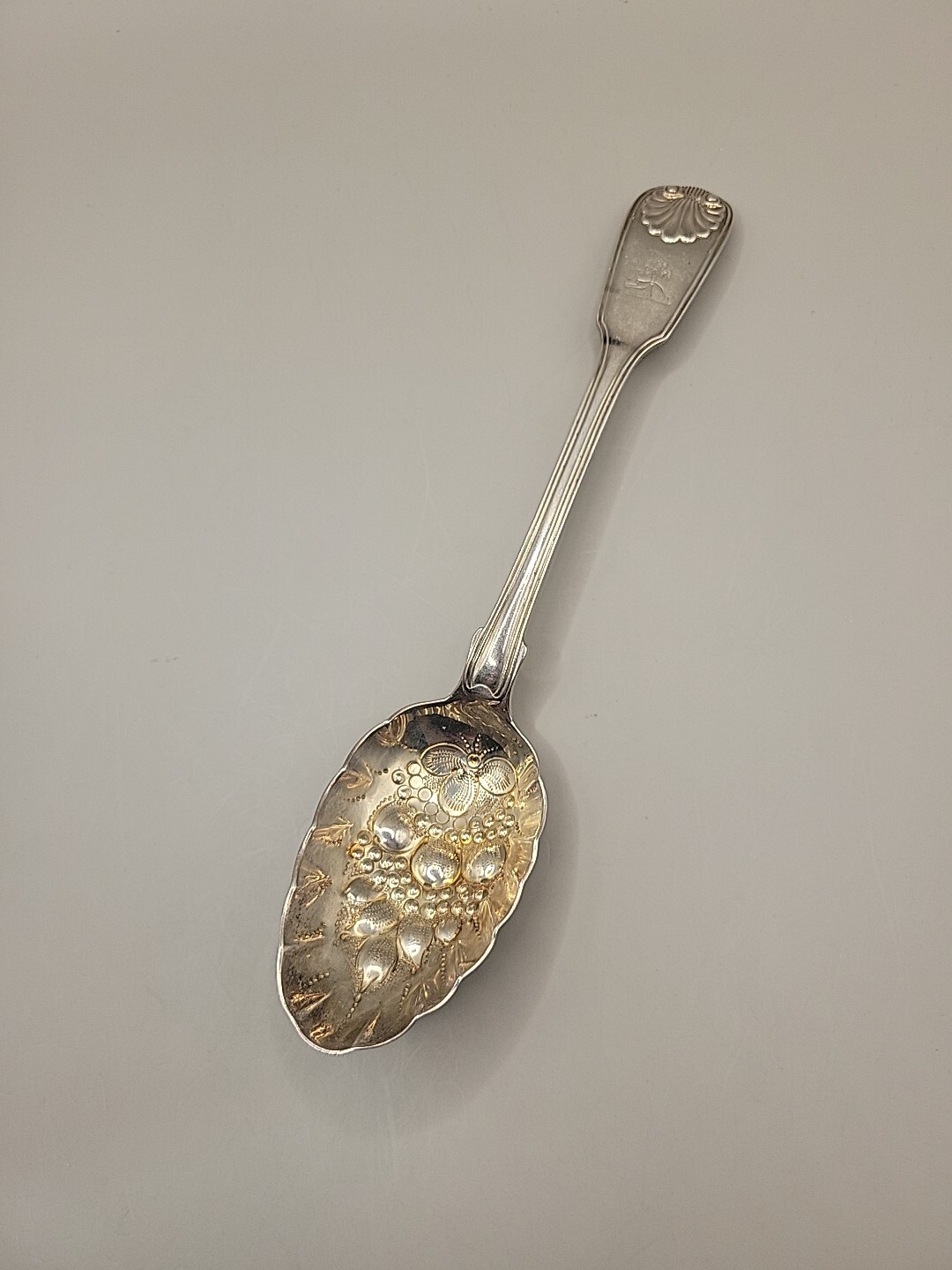 Antique Silver Spoon 1817 William Chawner II, Deer Running Large Serving Spoon 