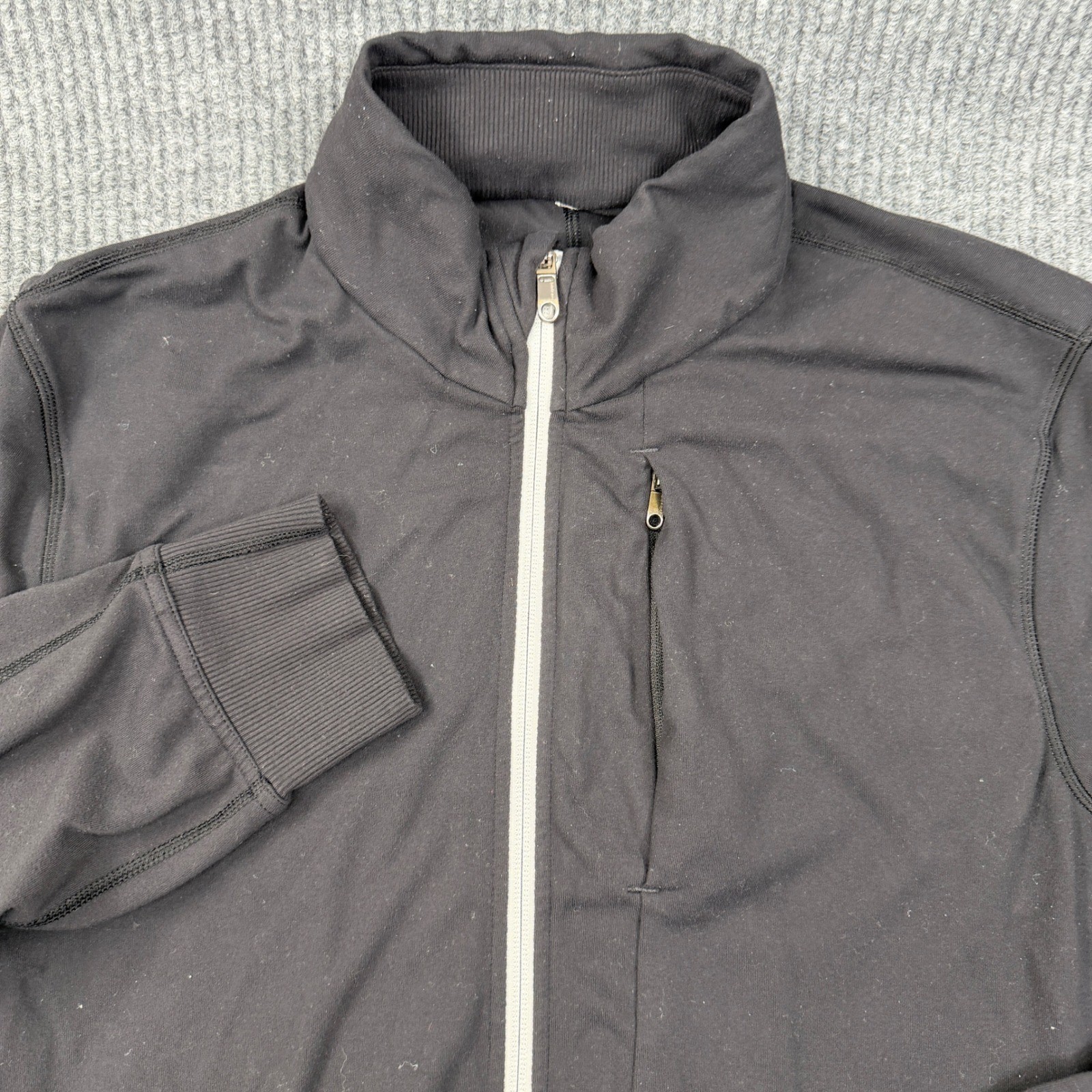 Lululemon Men\'s Full Zip Performance Sojourn Jacket Large Black Gym Mock Neck