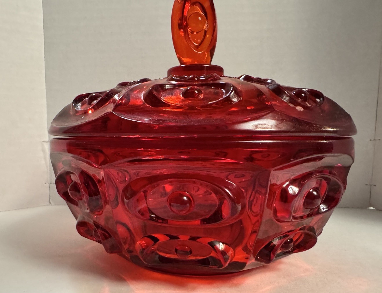 Vintage Viking Glass Yesteryear Bullseye Ruby Red Candy Dish/Bowl Cadmium Glow Vintage Viking Glass Yesteryear Bullseye Ruby Red Candy Dish/Bowl Cadmium Glow