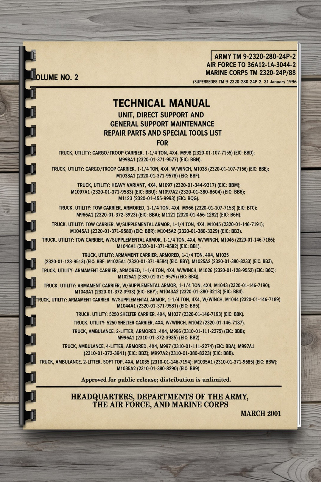 M998 M1038 M1045 M1046 M1025 M1026 M1043 M1044 Repair Parts Manual 1020 Pages