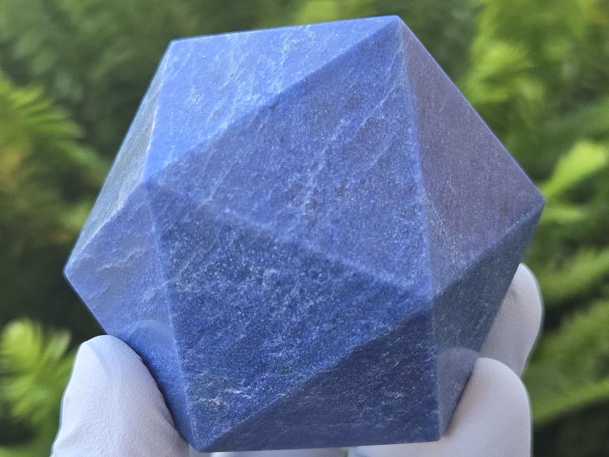 Blue Aventurine Carved Geometric Icosahedron(275+ gm; 70+ mm) Stone of Strength