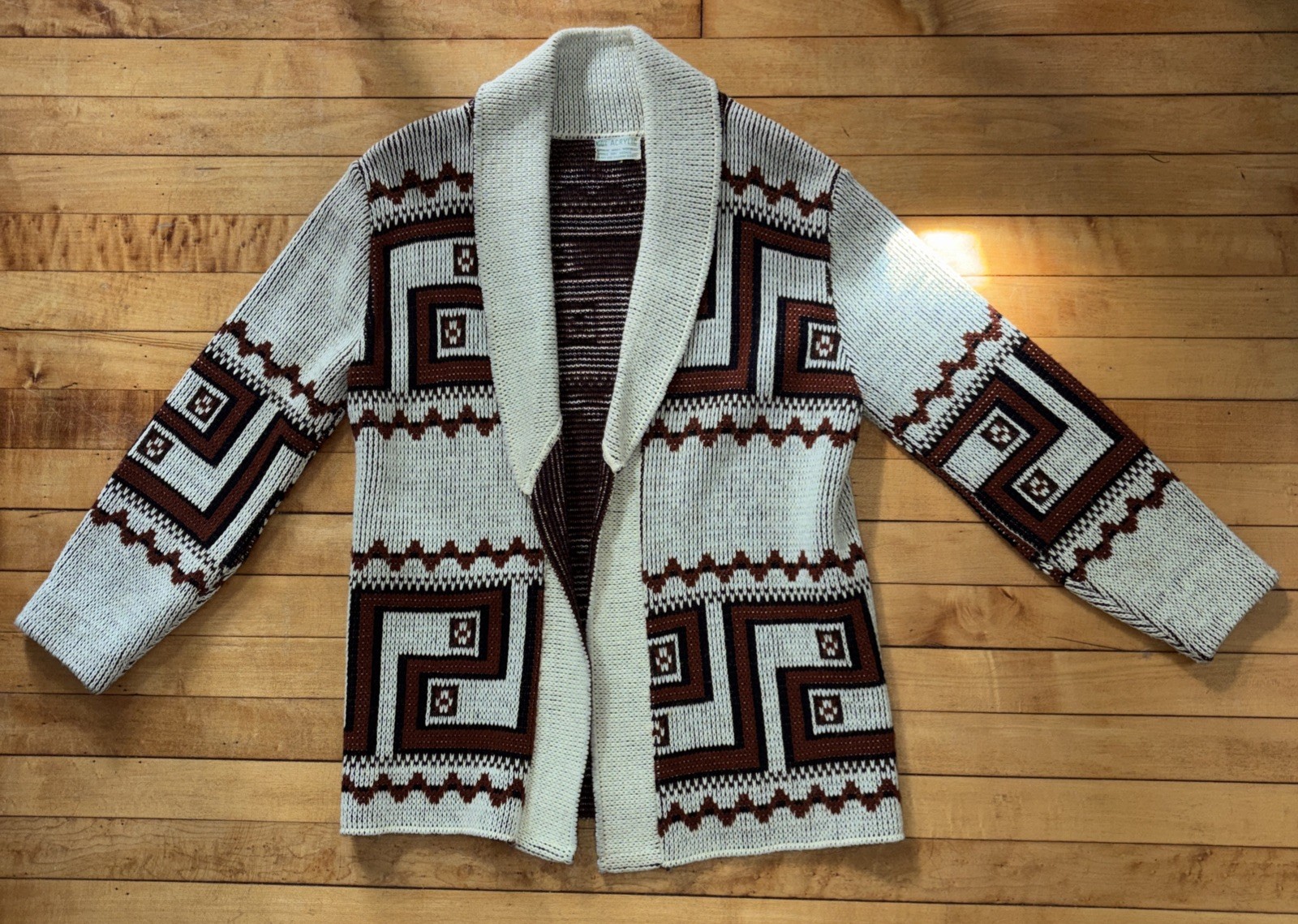 Authentic 1960s Cardigan Aztec Acrylic Cowichan Sweater Authentic 1960s Cardigan Aztec Acrylic Cowichan Sweater