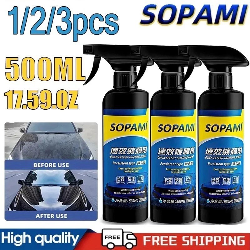 Sopami Car Coating Spray - 16.9 fl oz Waterless Ceramic Coating Car Wax (500ml)