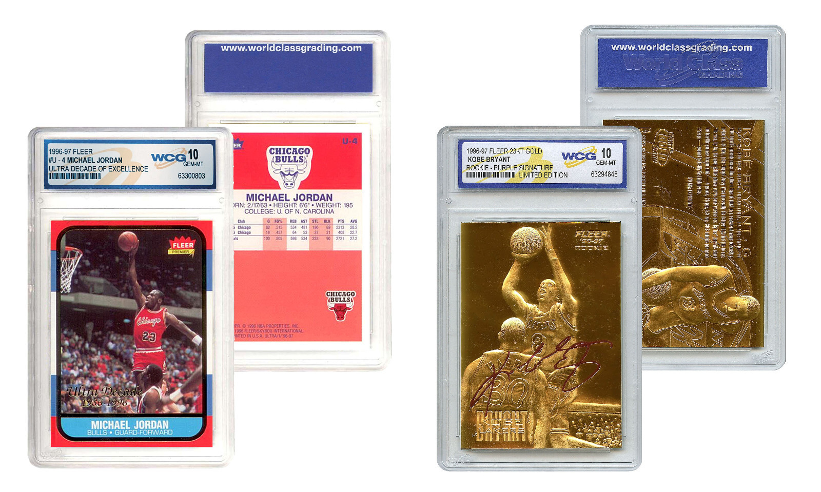 KOBE Bryant Gold & Michael JORDAN Decade Fleer Rookie Cards Set #U4 GEM MINT 10