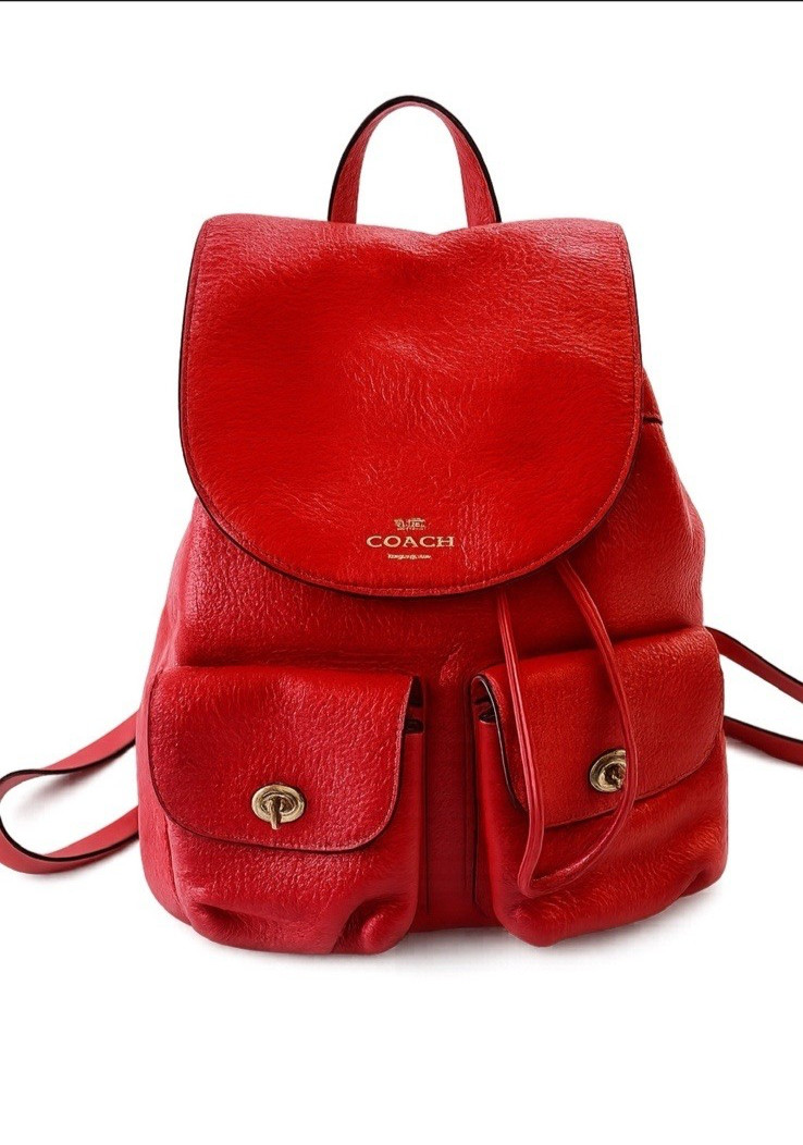 Coach Rucksack Backpack -Rare-Red Pebbled Leather