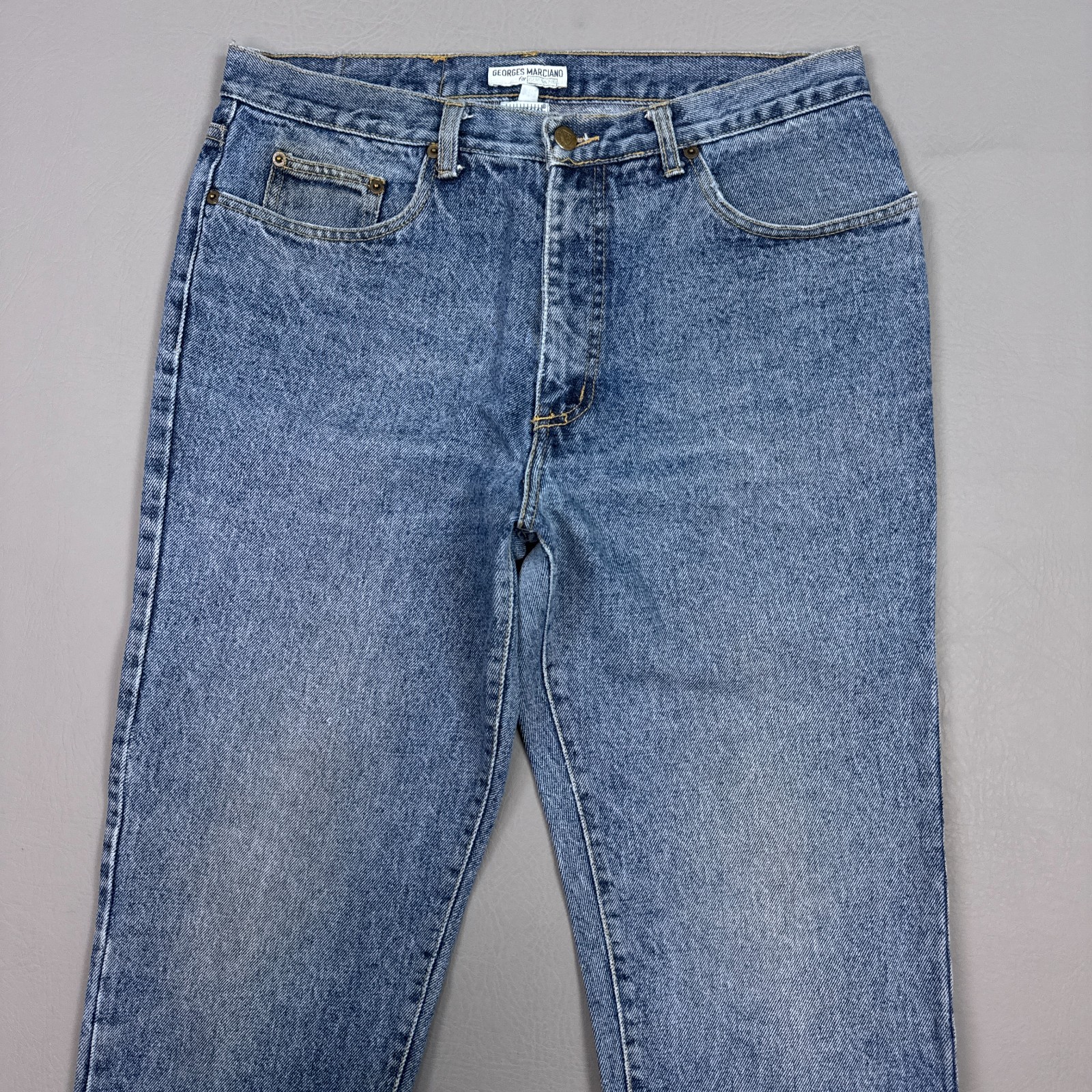 Vintage Guess Jeans Men 34x34 Blue Denim Pant Faded 90s Washout Made USA (Tag38)