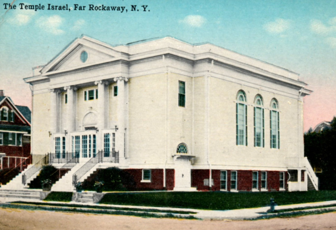 Temple Israel Synagogue Far Rockaway Queens NY Long Island Postcard New York