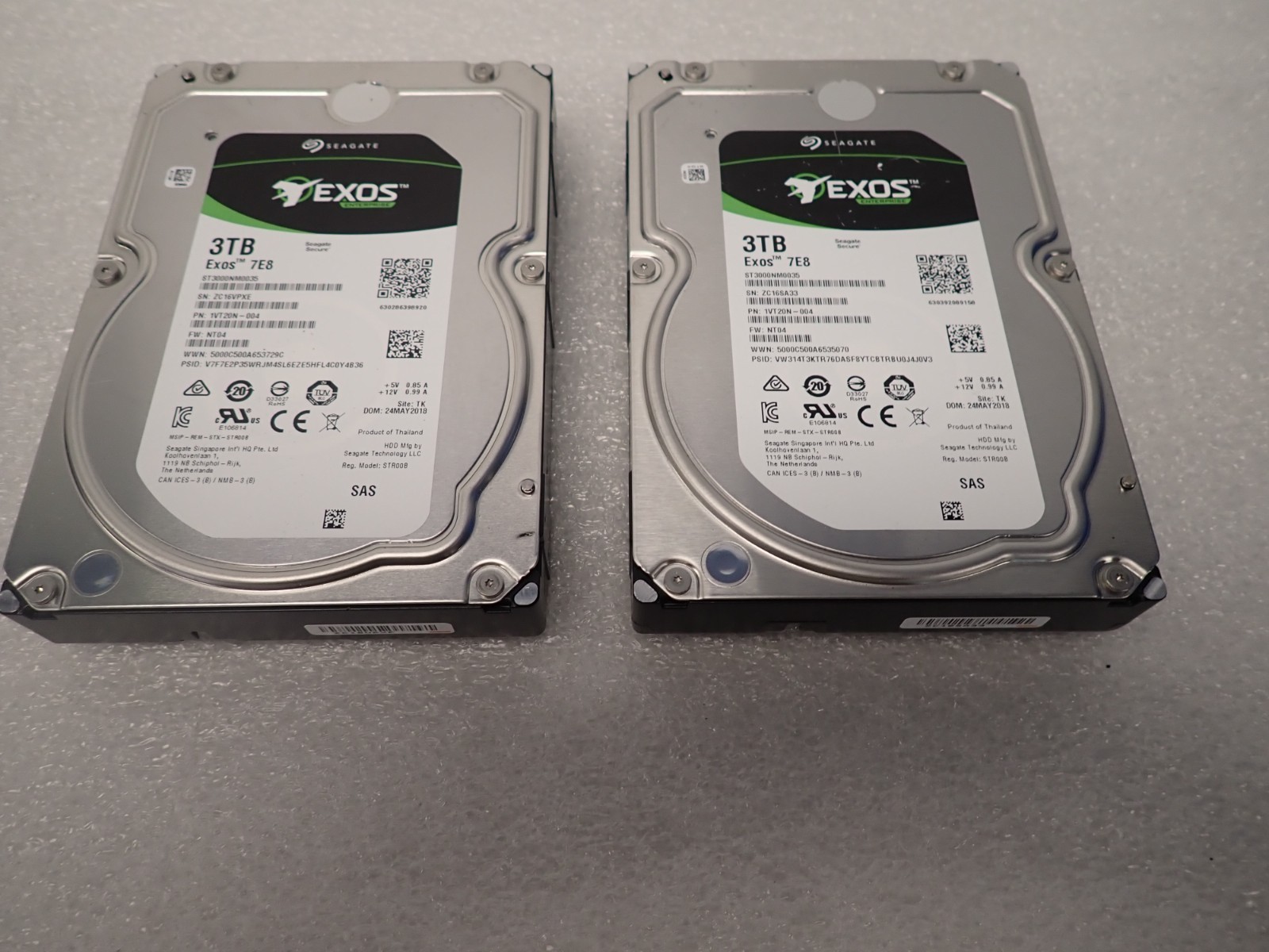 (2) Seagate SAS Hard Drive Exos 7E8 3TB 7200RPM 128MB 12Gb/s 3.5 ST3000NM0035 (2) Seagate SAS Hard Drive Exos 7E8 3TB 7200RPM 128MB 12Gb/s 3.5 ST3000NM0035