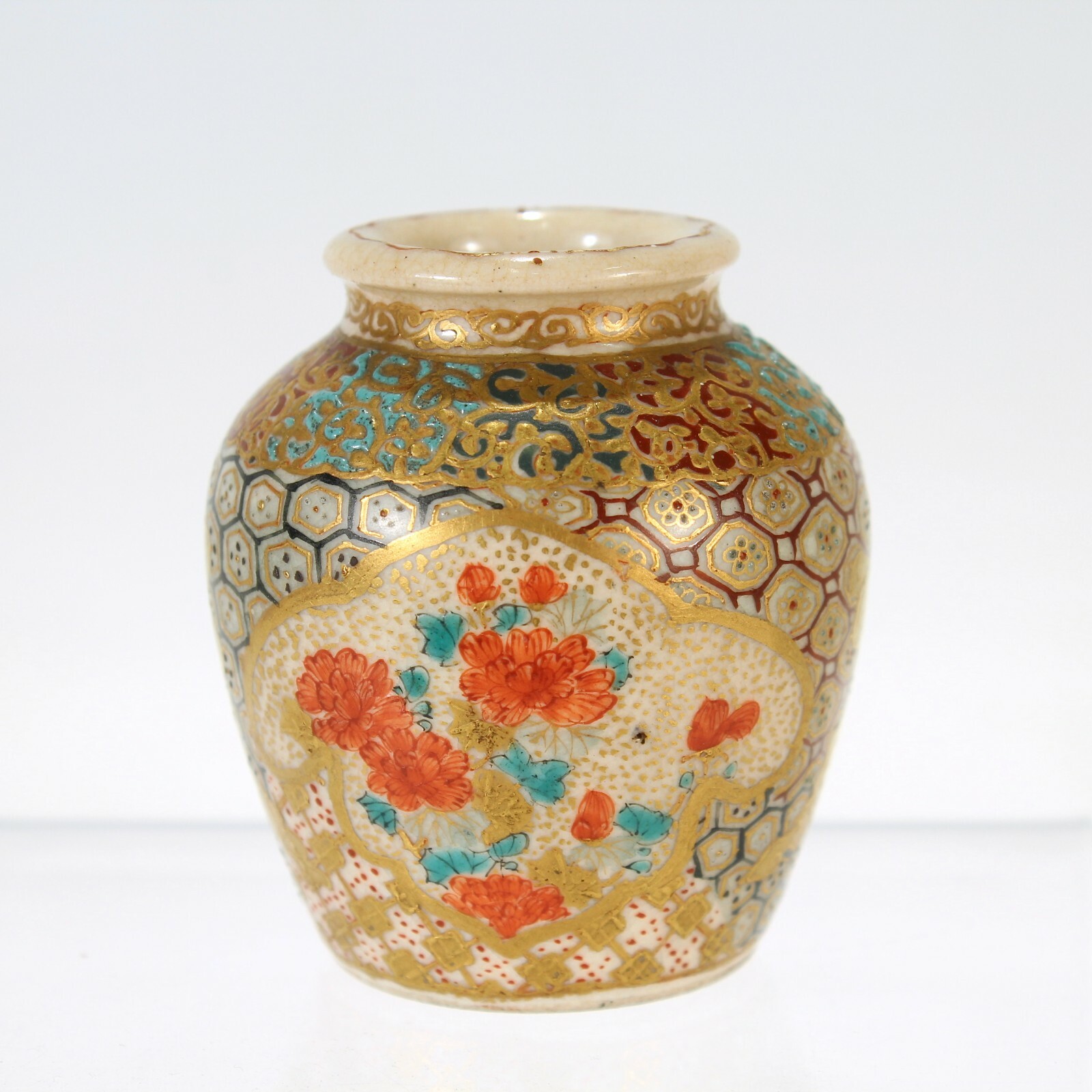 Antique Japanese Satsuma Miniature Cabinet Vase.