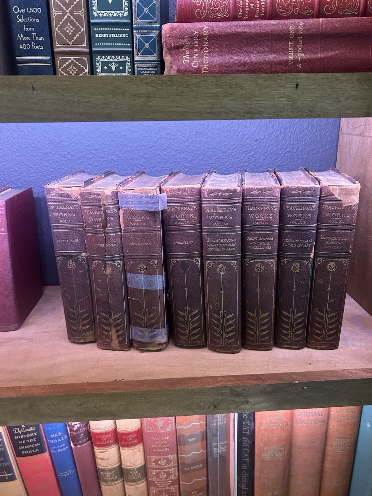 Antique Thackeray Works Edition De Luxe Cheltenham Society 8 Vol Vanity Fair Set
