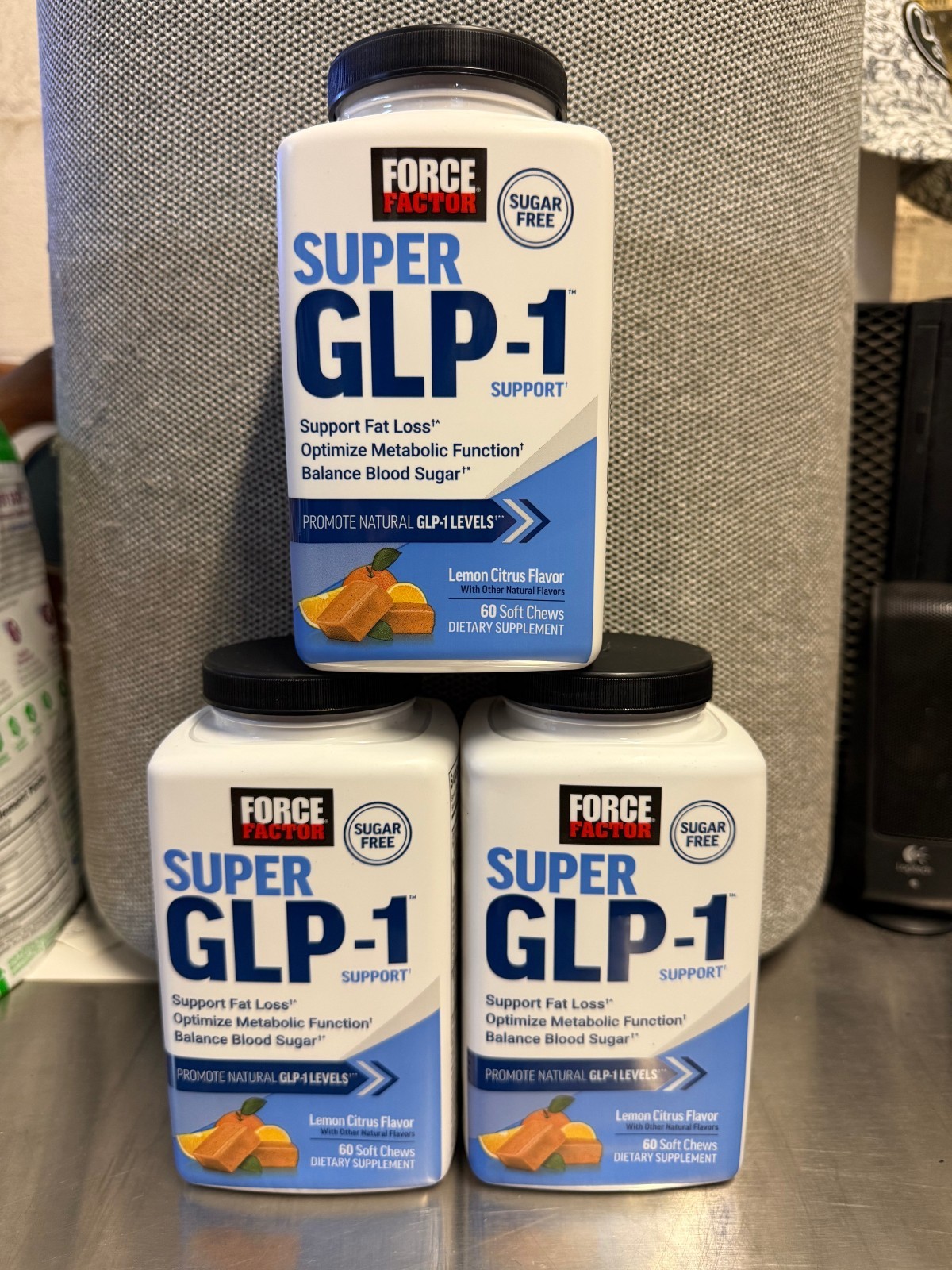 3x 60ct Force Factor Super G L P -1 Support Fat Loss Lemon Citrus Soft Chews