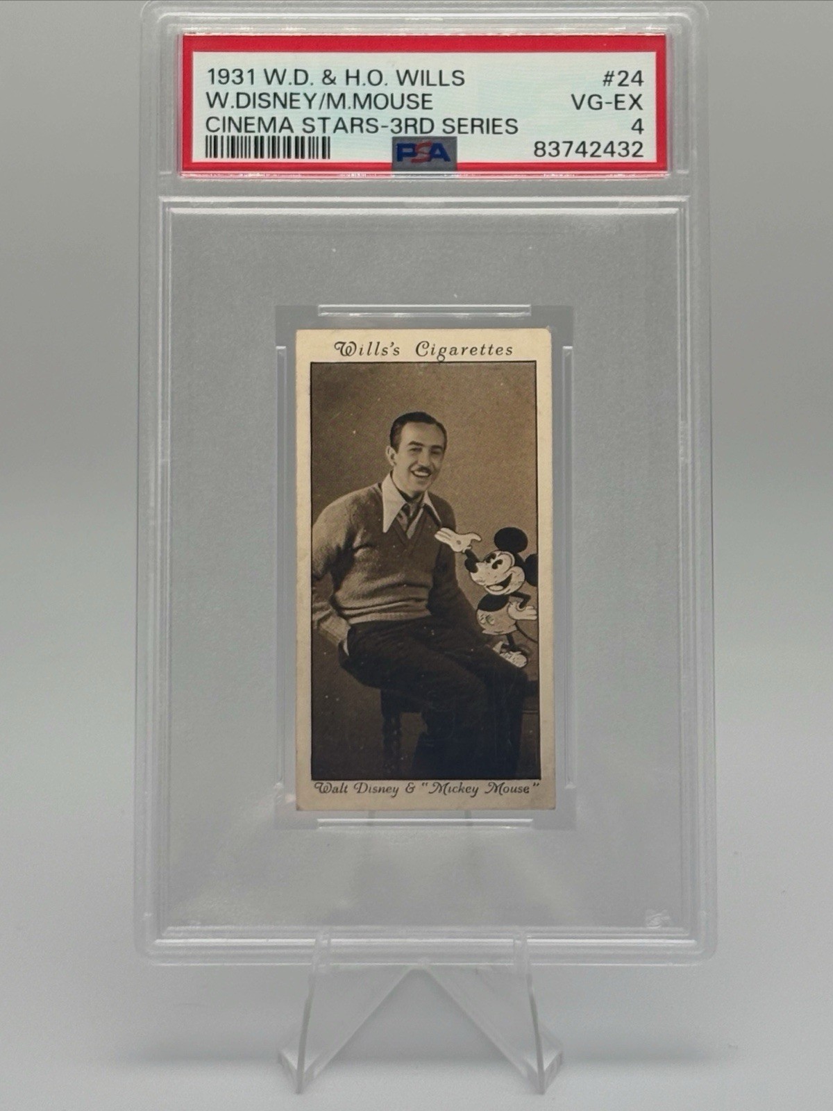W.D. & H.O. Wills 1931 Cinema Stars 3rd Series #24 Walt Disney Mickey Mouse W.D. & H.O. Wills 1931 Cinema Stars 3rd Series #24 Walt Disney Mickey Mouse