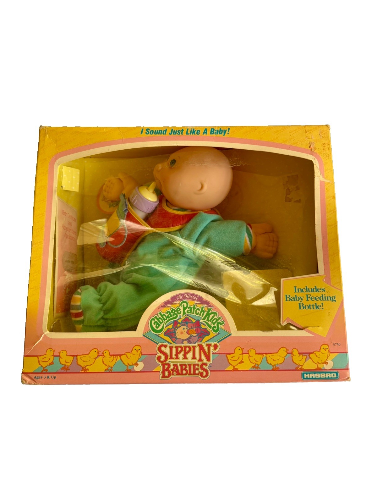 1989 Hasbro Cabbage Patch Kids Sippin’ Babies Doll New in Box Bottle