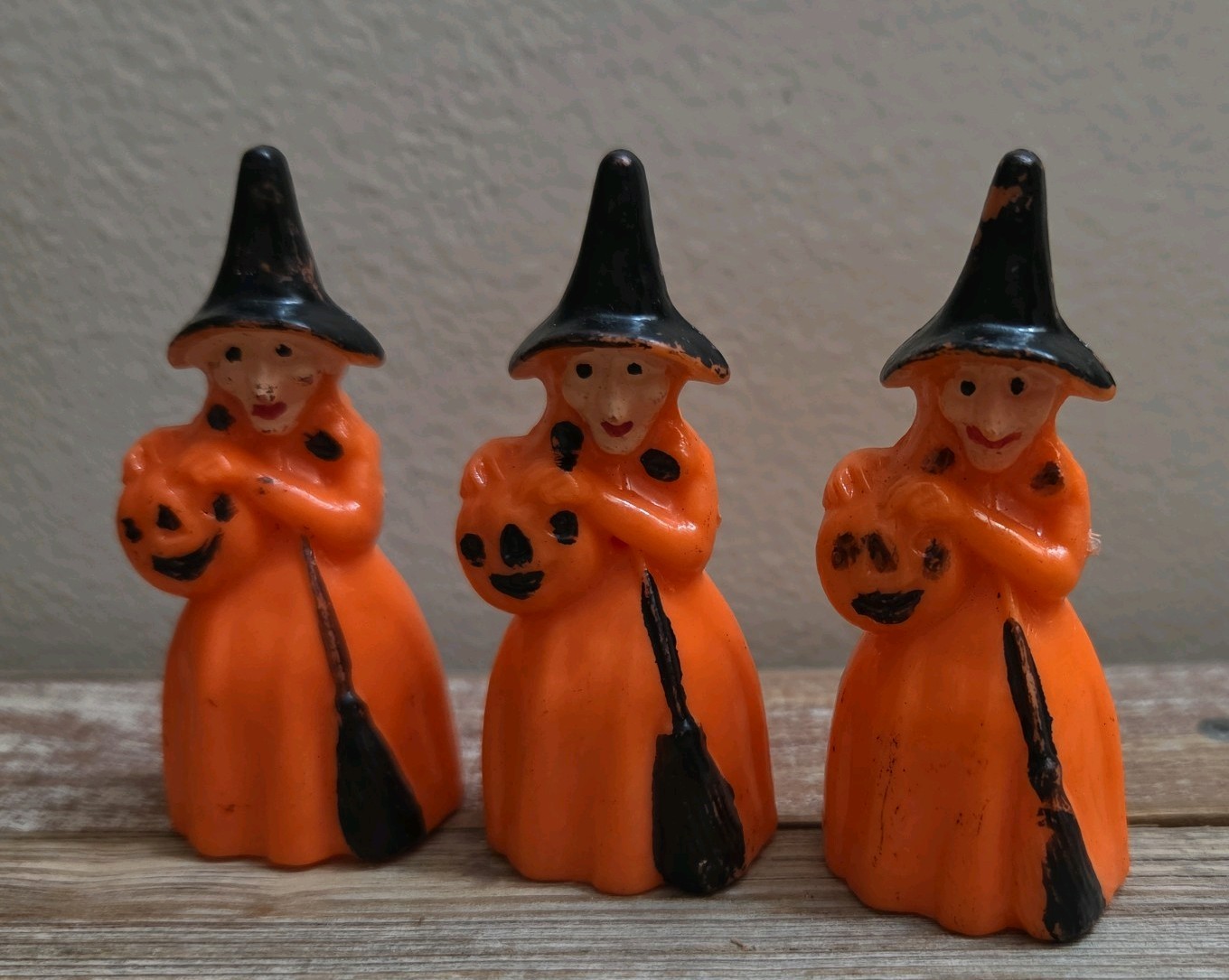 Lot of 3- Vintage Halloween Witch Hard Plastic Figure Party Favor 3” 1960s Lot of 3- Vintage Halloween Witch Hard Plastic Figure Party Favor 3” 1960s