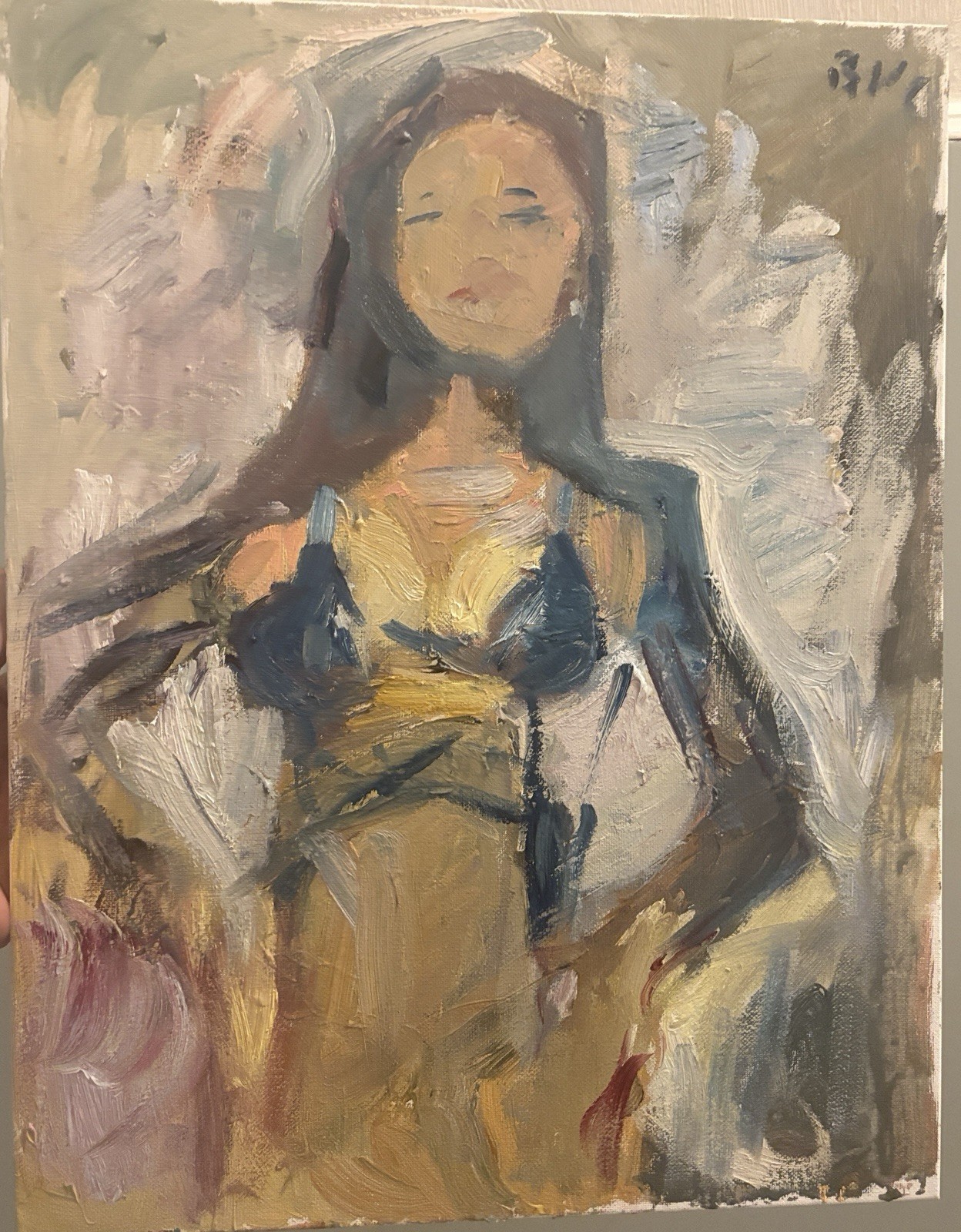 Portrait Oil Painting Gothic Cubism Boudoir 18”x14” Canvas Original Signed Portrait Oil Painting Gothic Cubism Boudoir 18”x14” Canvas Original Signed