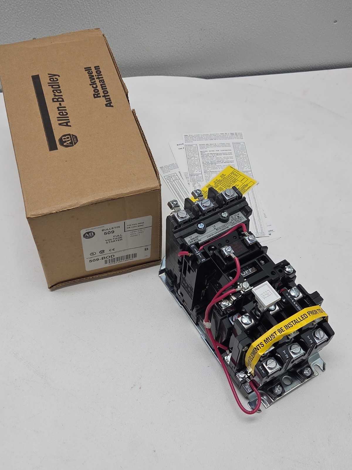 Allen Bradley 509-BOD NEMA Size 1 Full Voltage Motor Starter 120V Coil 3PH New