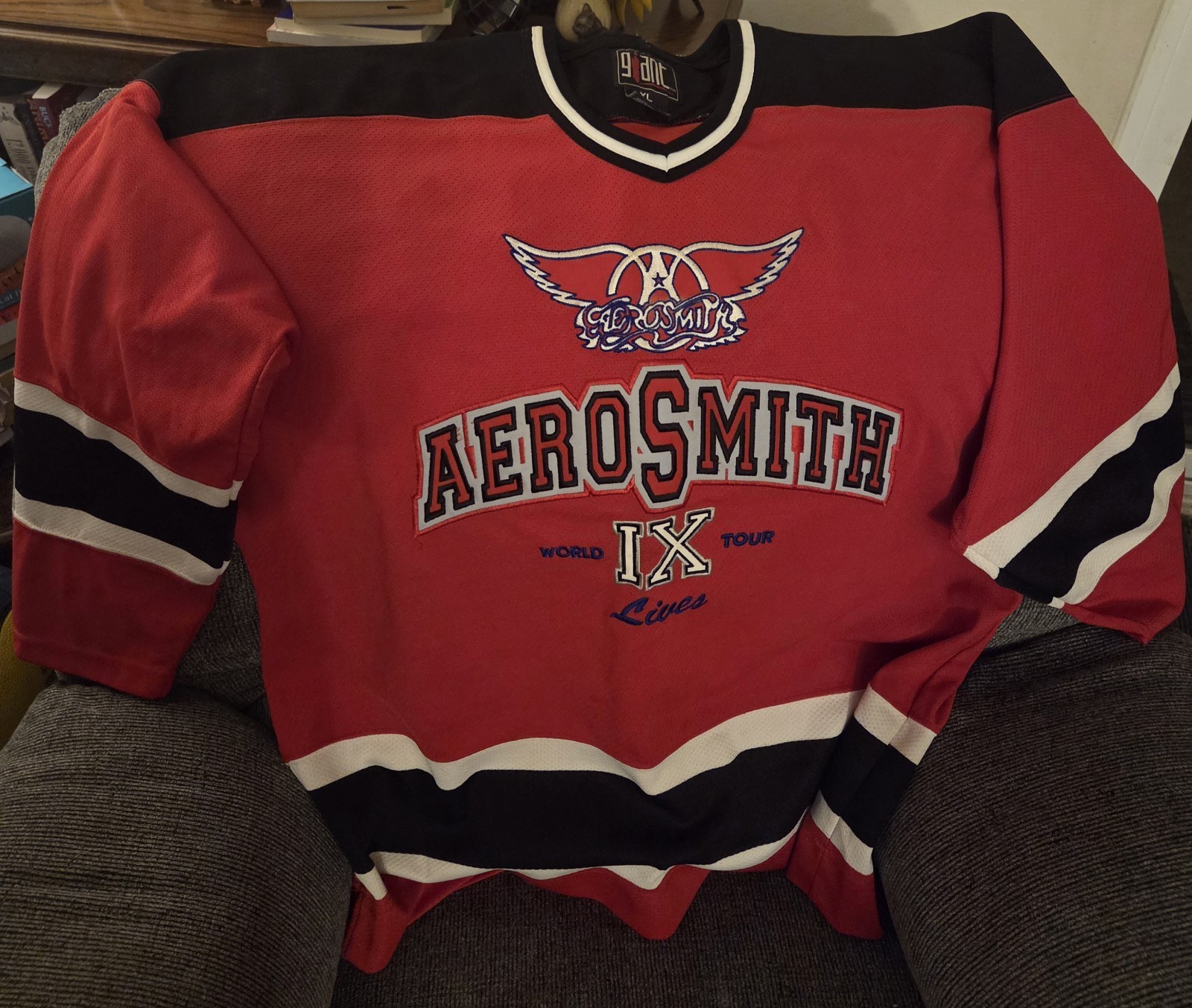 Vtg 90s Aerosmith Nine Lives Hockey Jersey Mens XL 1990s Concert Tour Tee Rock Vtg 90s Aerosmith Nine Lives Hockey Jersey Mens XL 1990s Concert Tour Tee Rock